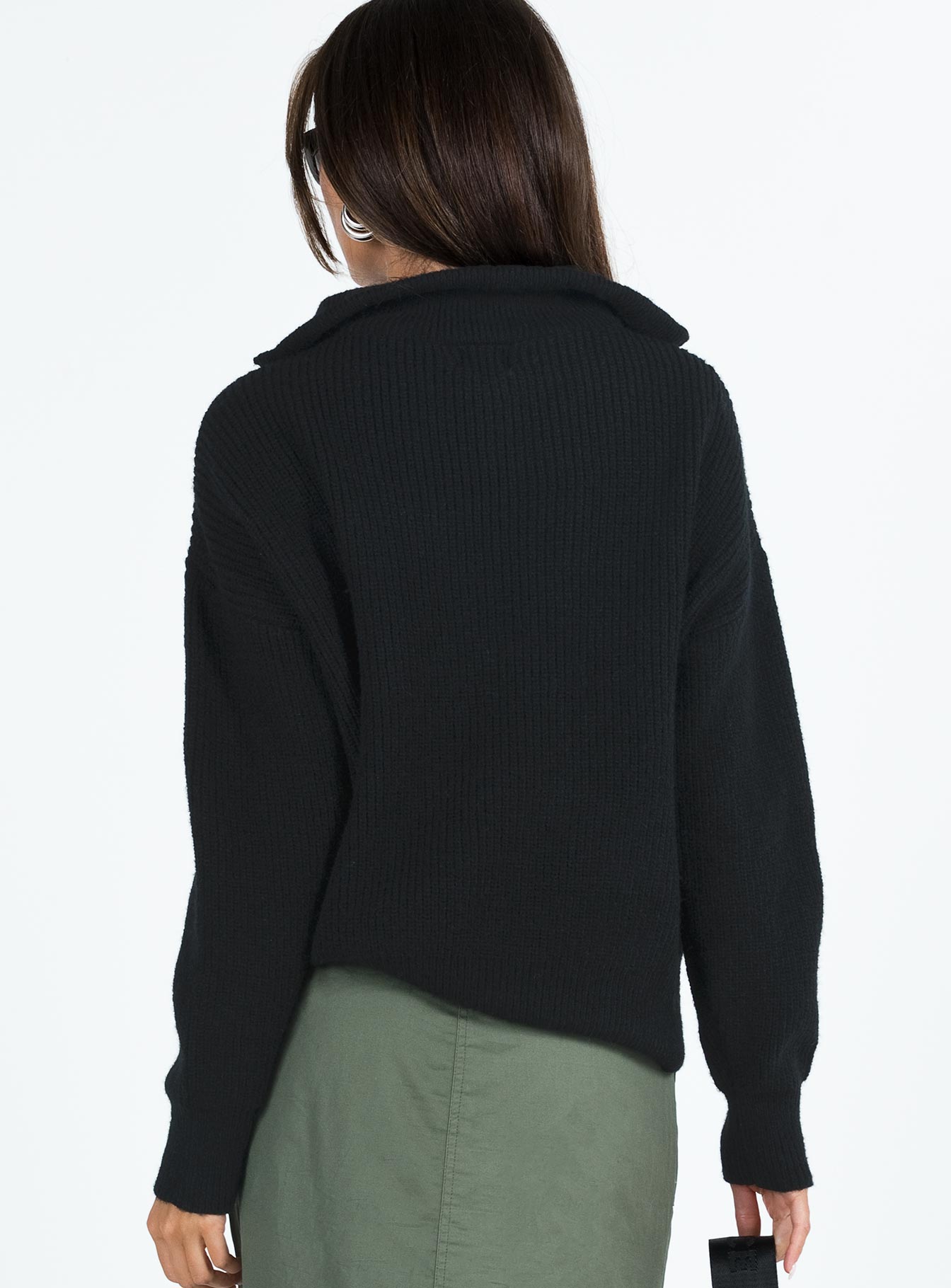 Ferry Zip Front Sweater Black Lower Impact-Vipp Girl
