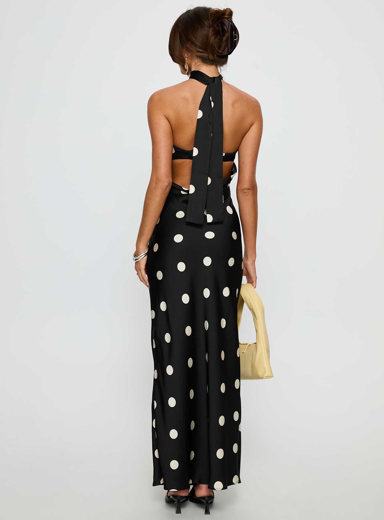 Madilaine Strapless Scarf Maxi Dress Black / Polka Dot-Vipp Girl