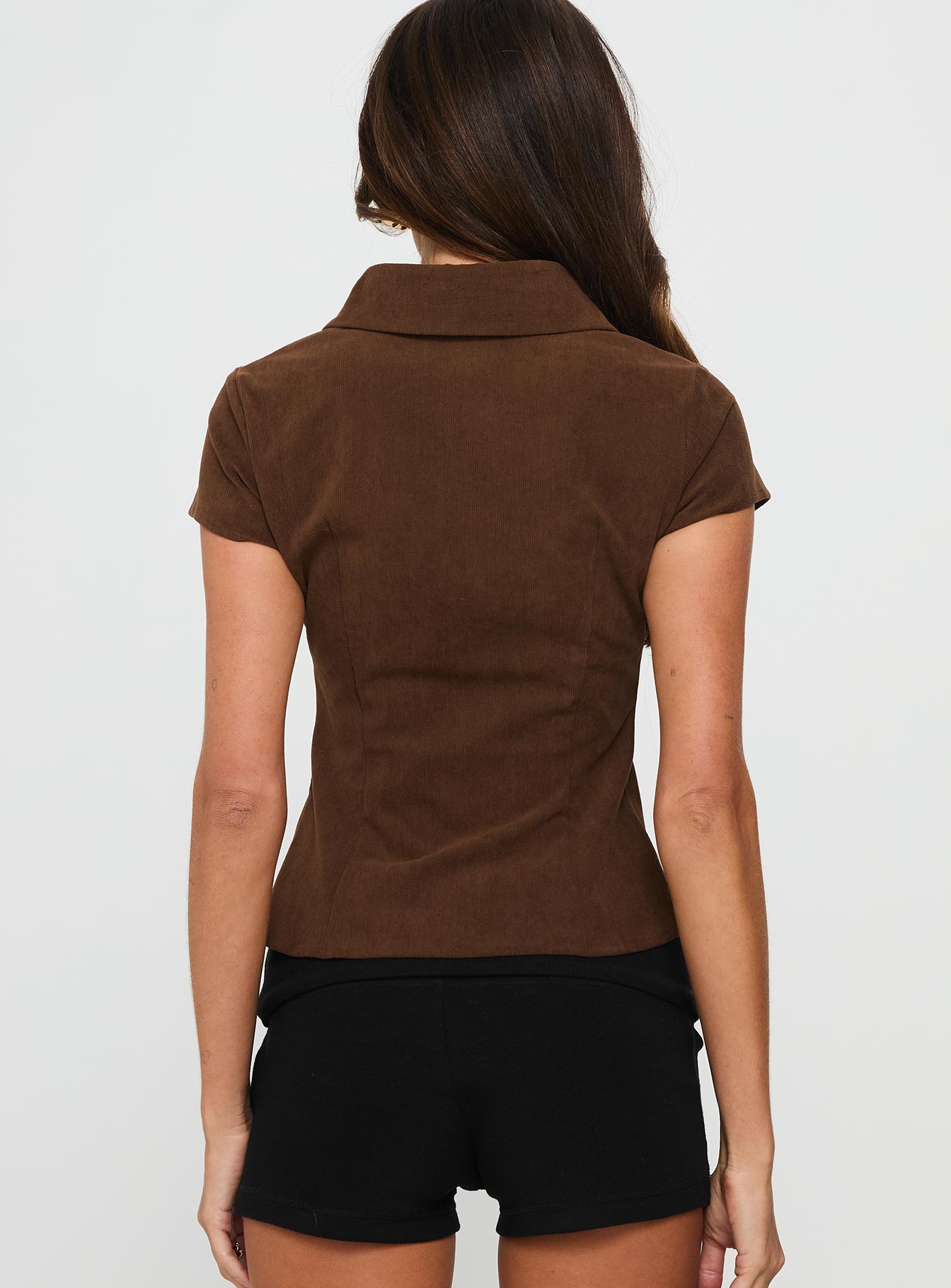 Cottesloe Cord Blouse Top Chocolate-Vipp Girl
