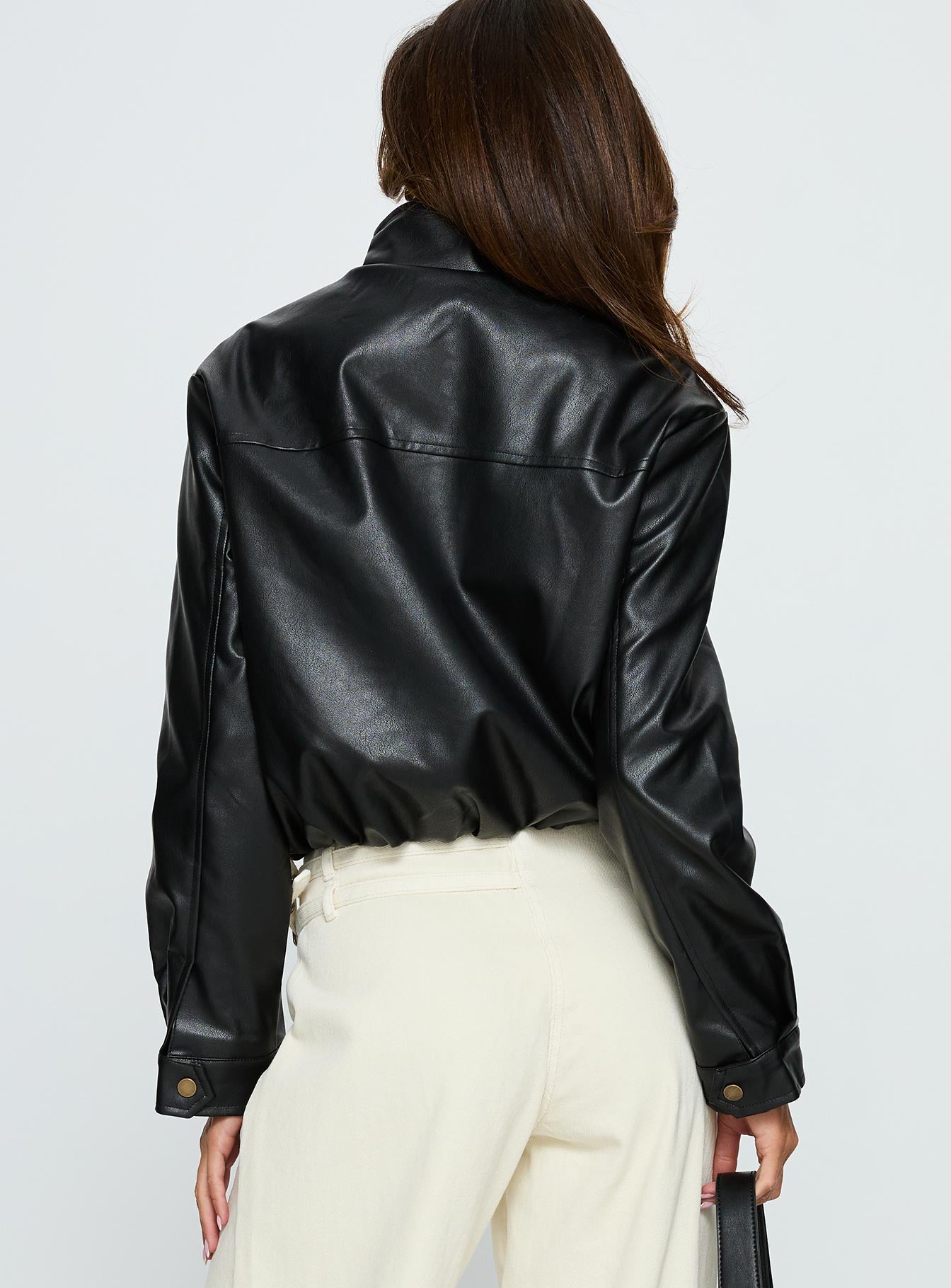 Monay Faux Leather Jacket Black-Vipp Girl