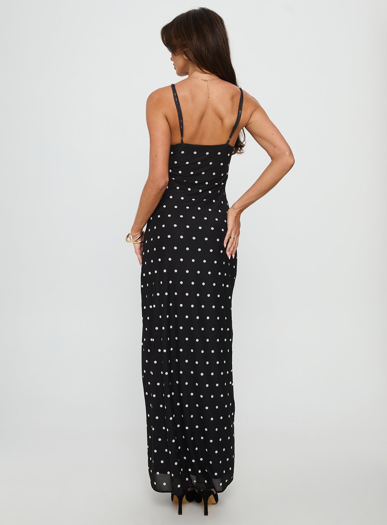 Glass Half Full Mesh Maxi Dress Black Polka-Vipp Girl