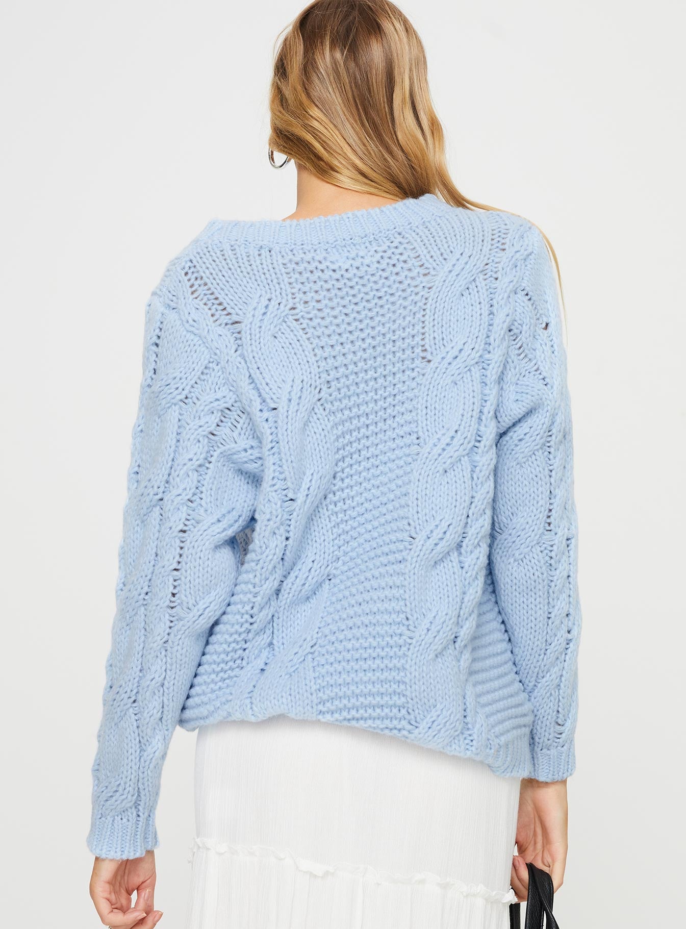 Ellison Cable Knit Sweater Light Blue-Vipp Girl
