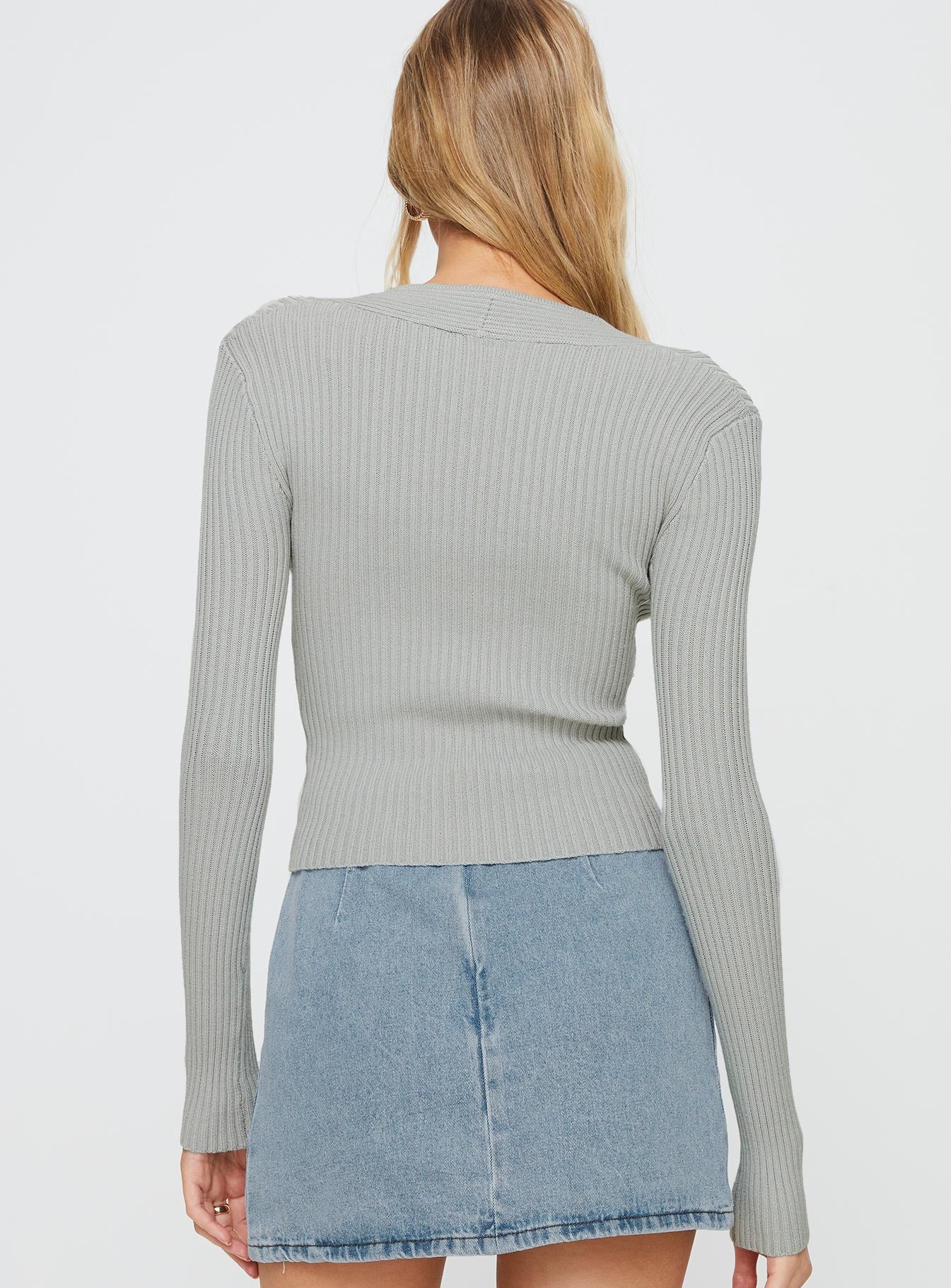 Gleeson Square Neck Long Sleeve Top Grey-Vipp Girl