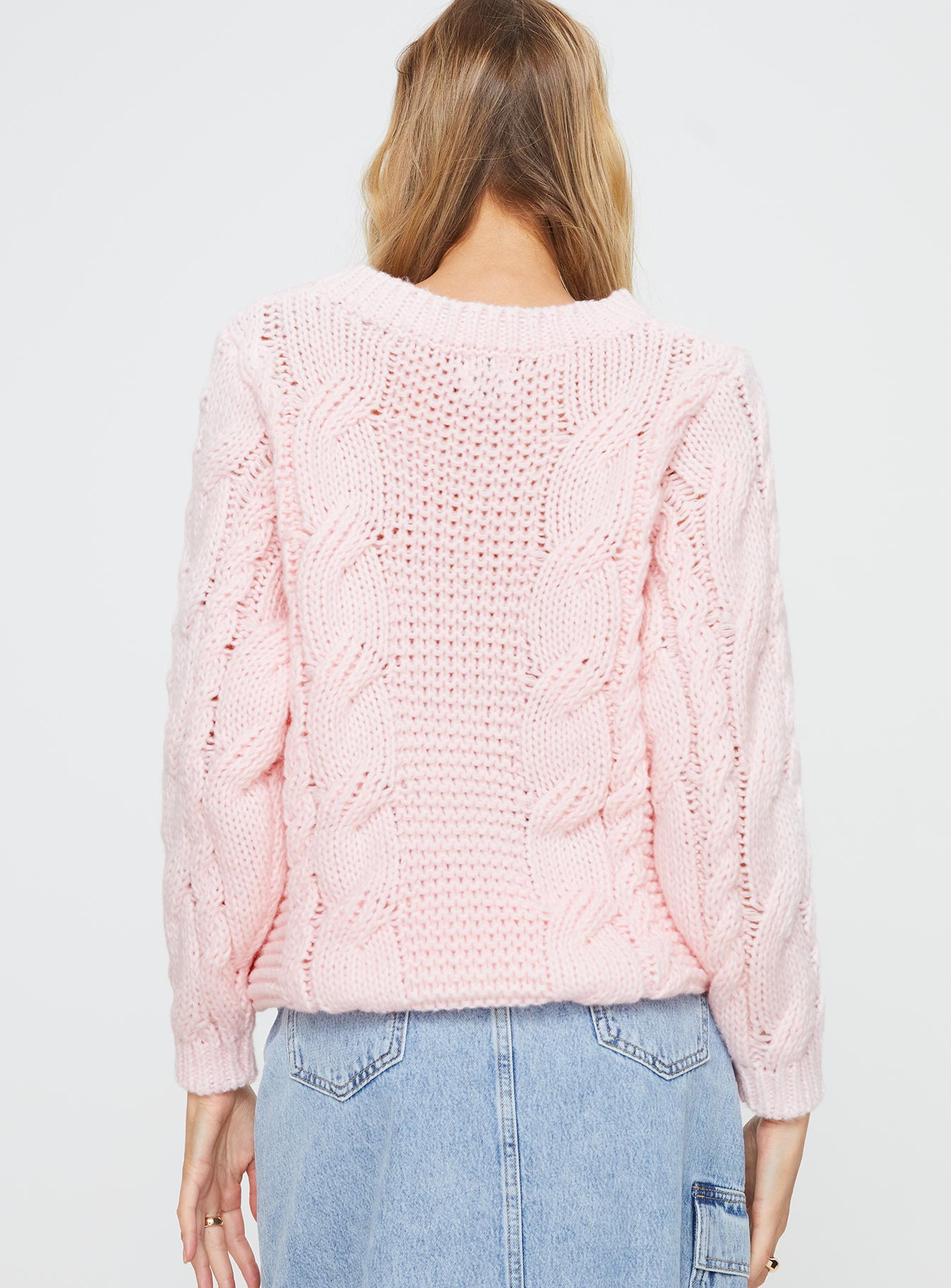 Ellison Cable Knit Sweater Blush Pink-Vipp Girl
