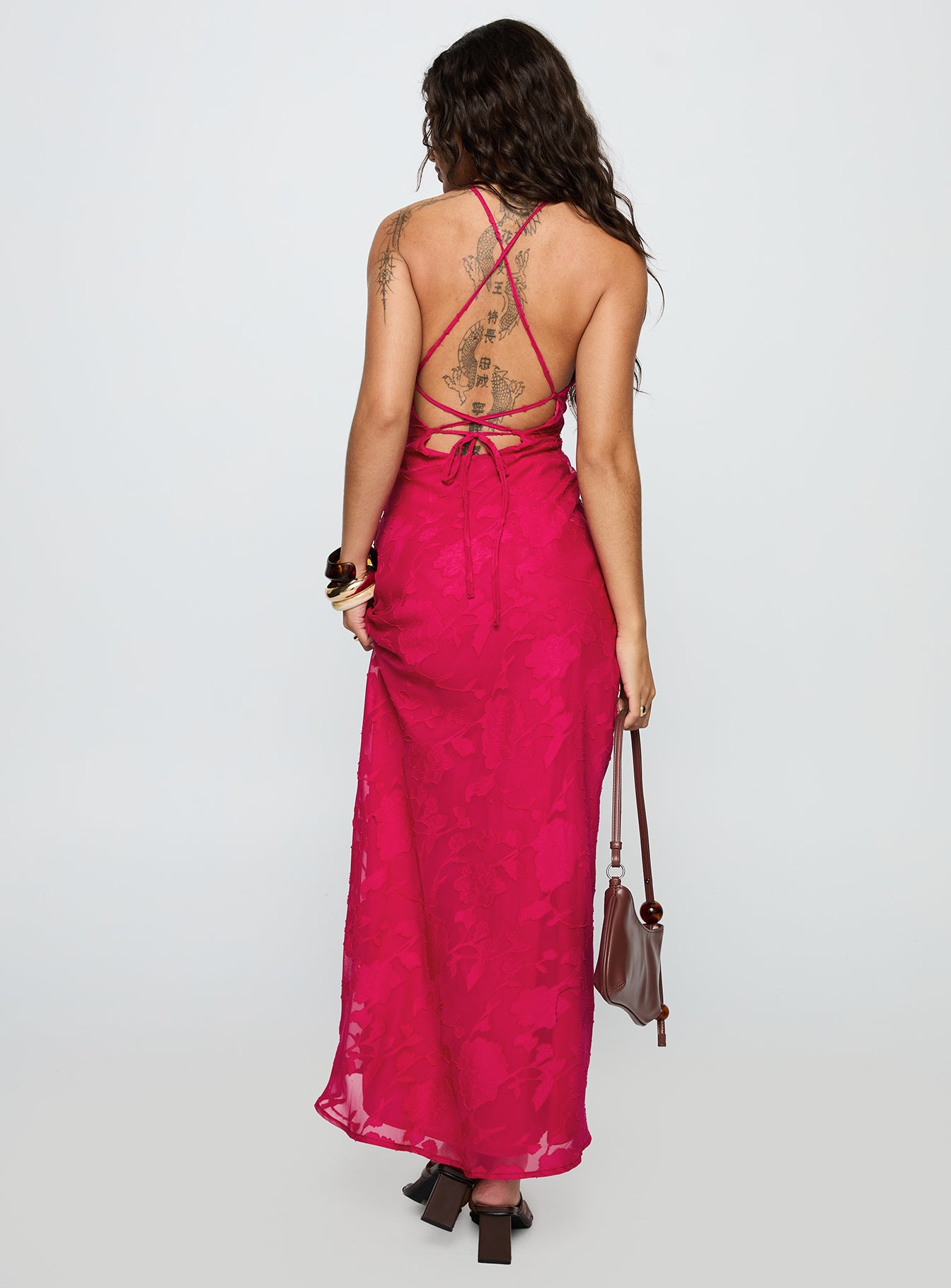 Magnetic Halter Maxi Dress Hot Pink-Vipp Girl