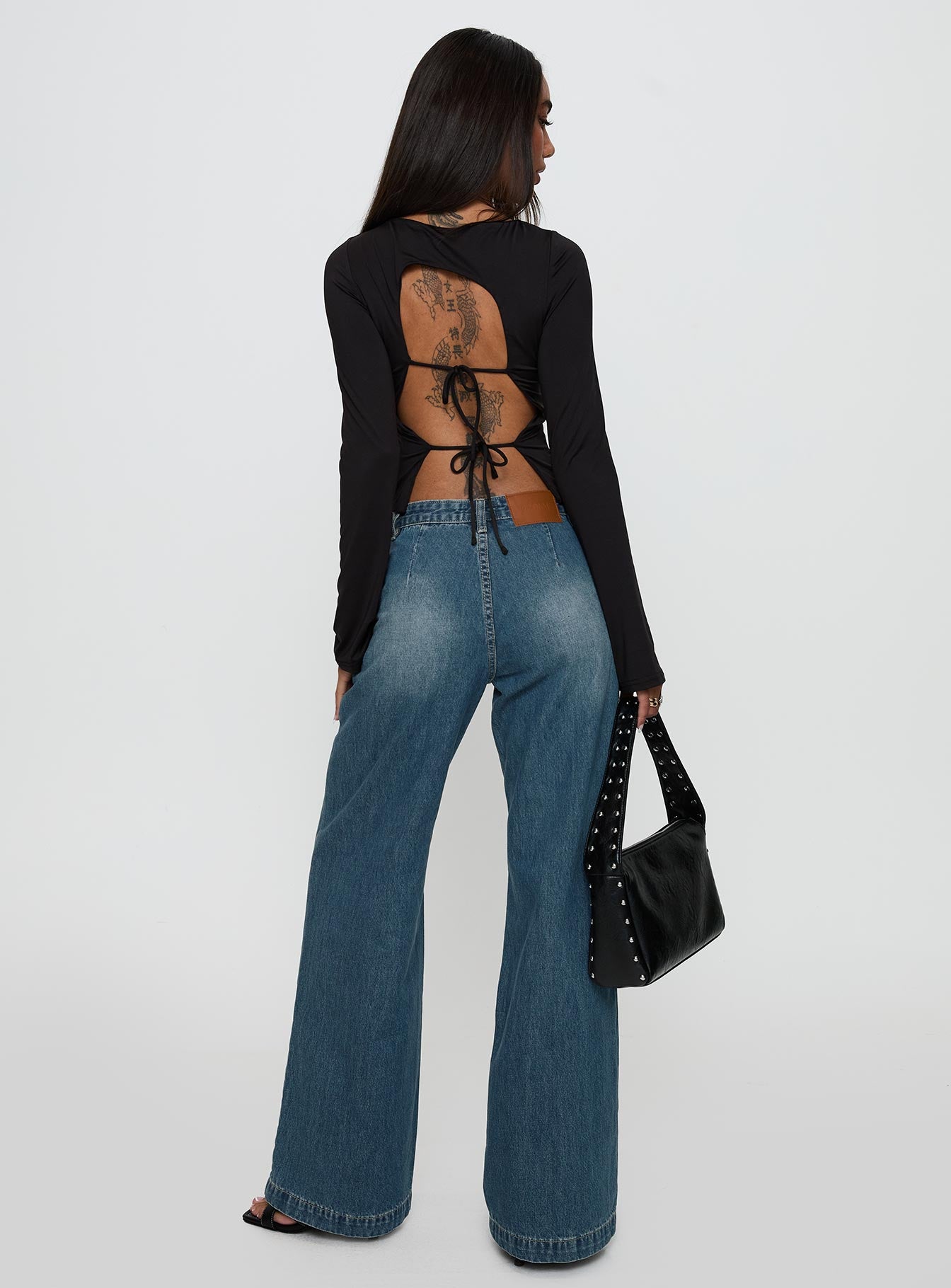 Laguardia Mid Rise Wide Leg Jeans Dark Blue Wash-Vipp Girl
