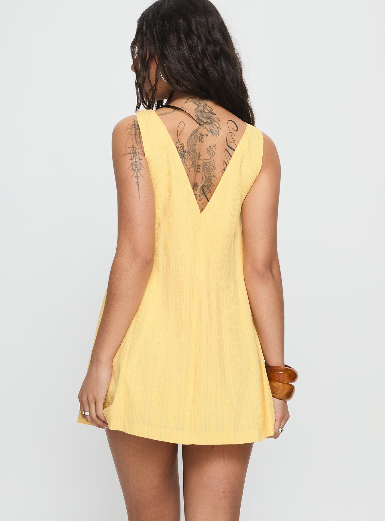 Lorenie Shift Mini Dress Yellow-Vipp Girl