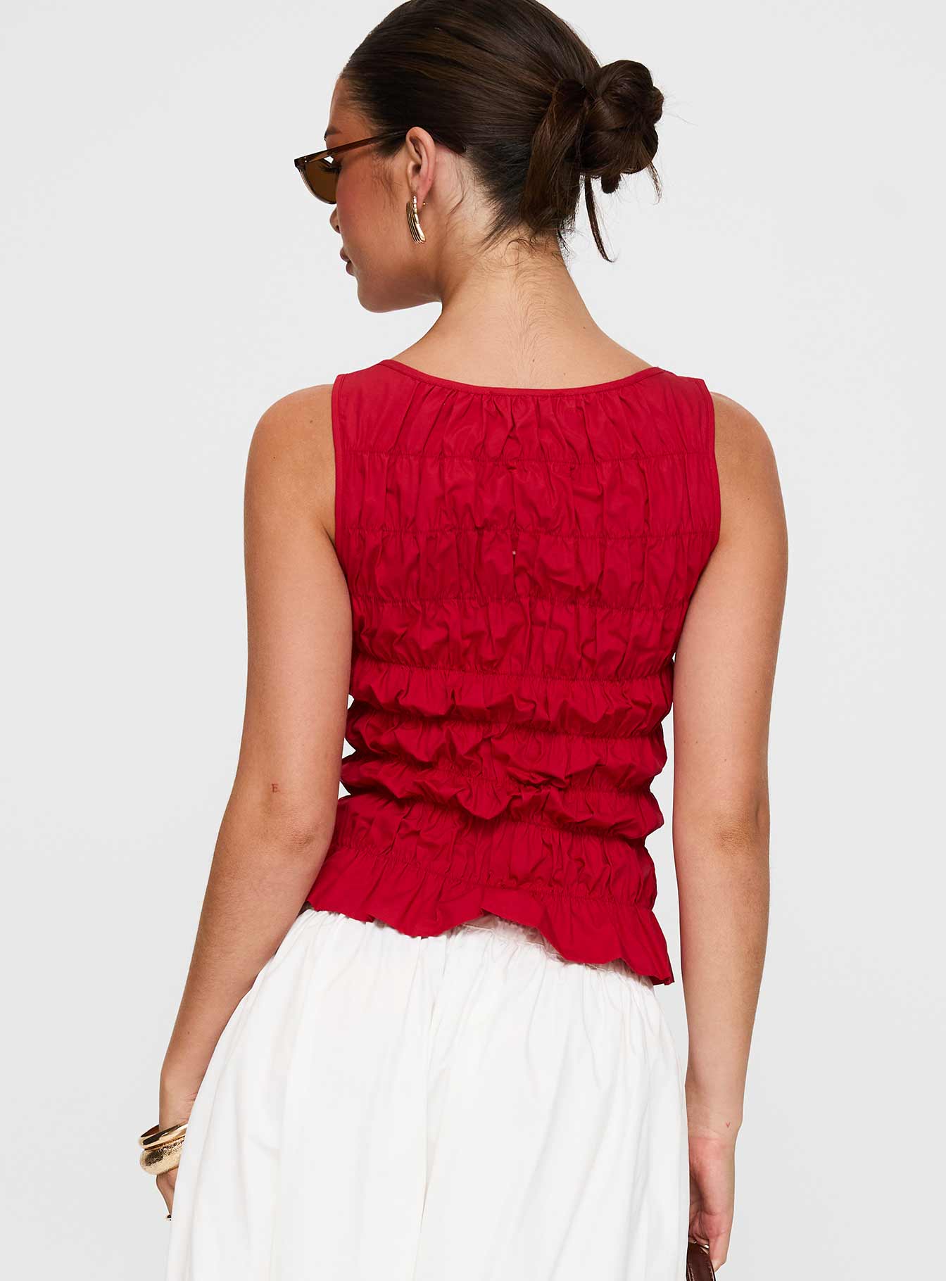 Marleene Shirred Top Red-Vipp Girl