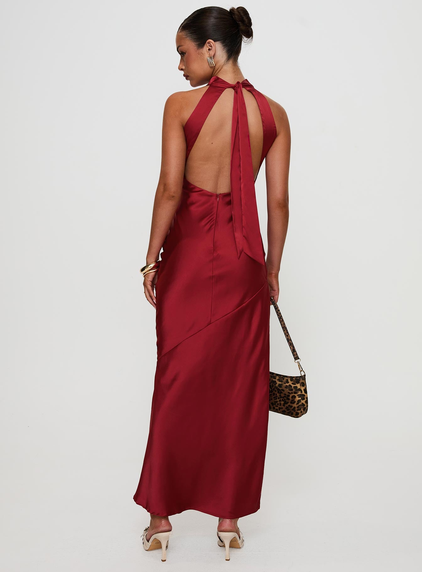 Mordecai Halter Maxi Dress Burgundy-Vipp Girl
