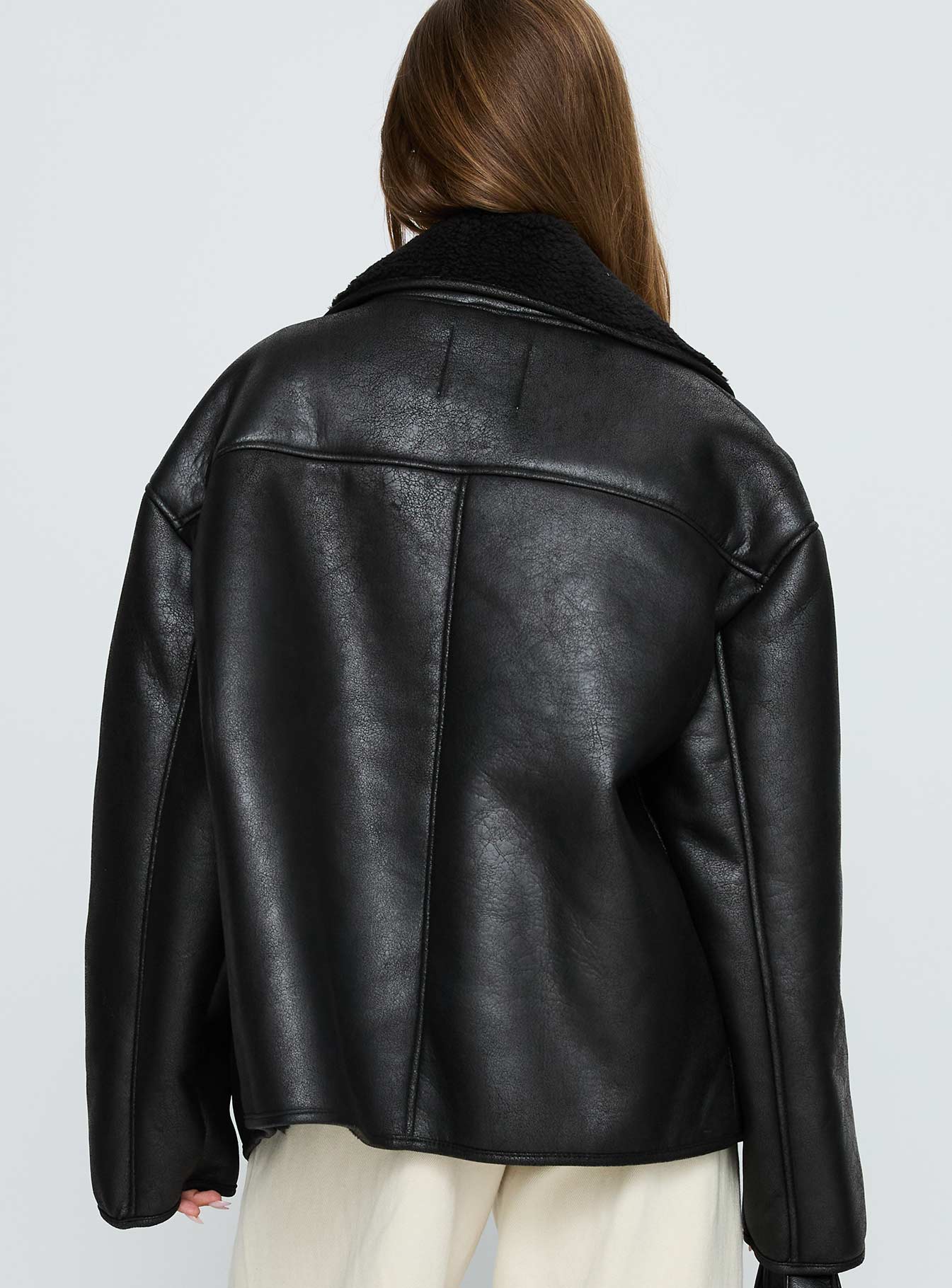 Nunez Faux Leather Jacket Black-Vipp Girl