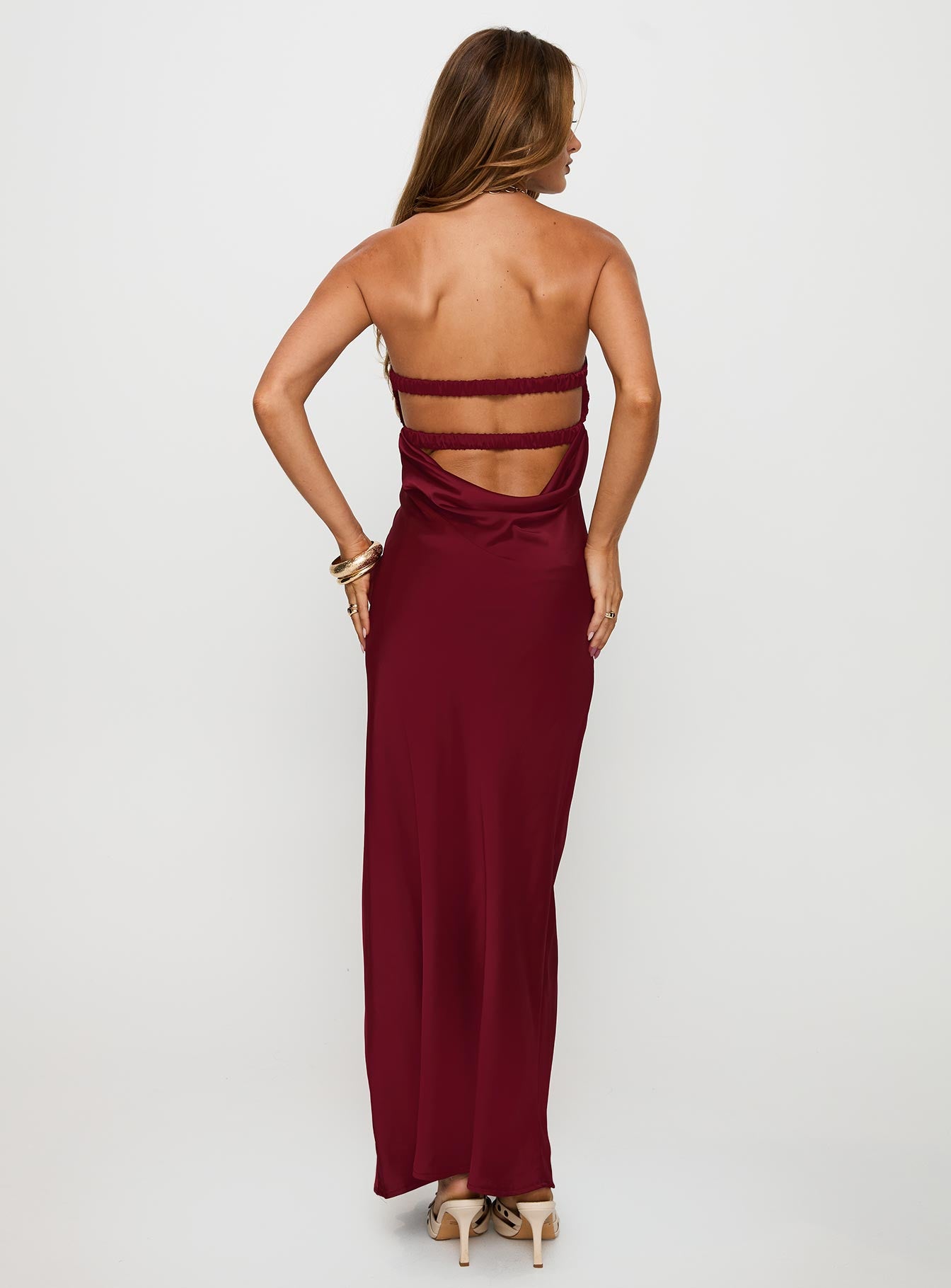 Faviola Strapless Maxi Dress Burgundy-Vipp Girl