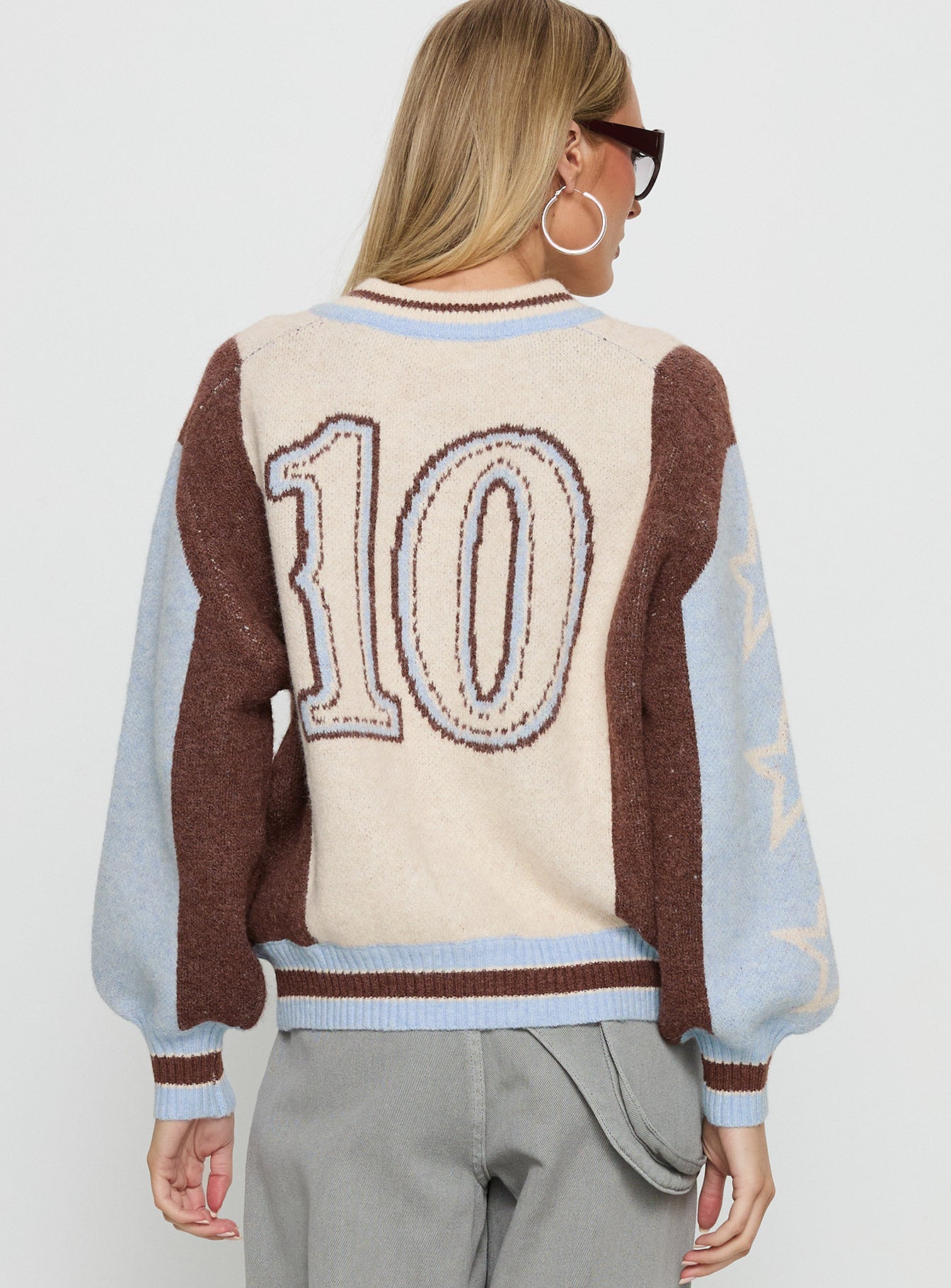 Brandyce Graphic Knit Jacket Blue / Chocolate-Vipp Girl