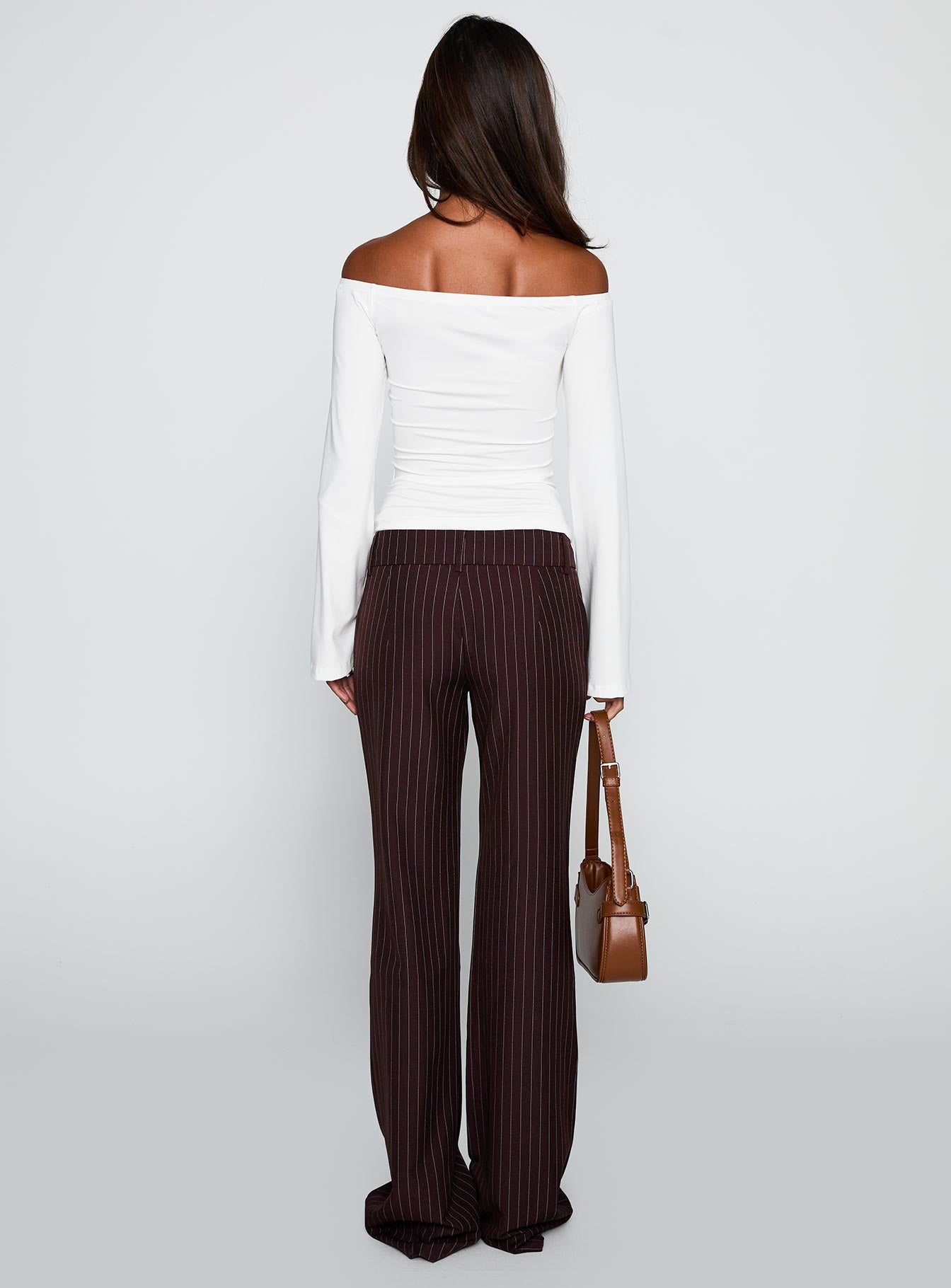 Kinkirk Flared Pants Brown Pinstripe-Vipp Girl