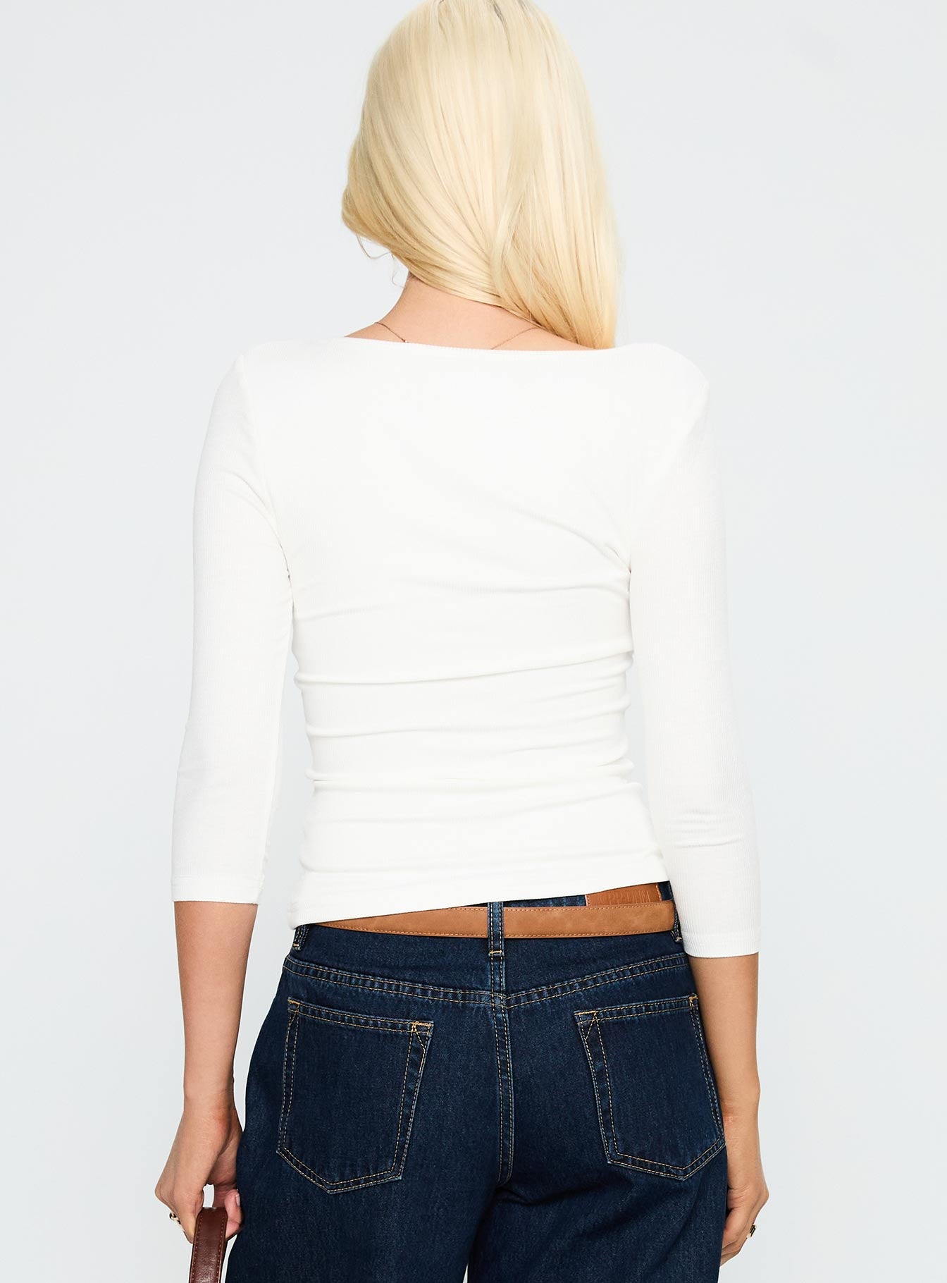 Desirae 3/4 Sleeve Top White-Vipp Girl
