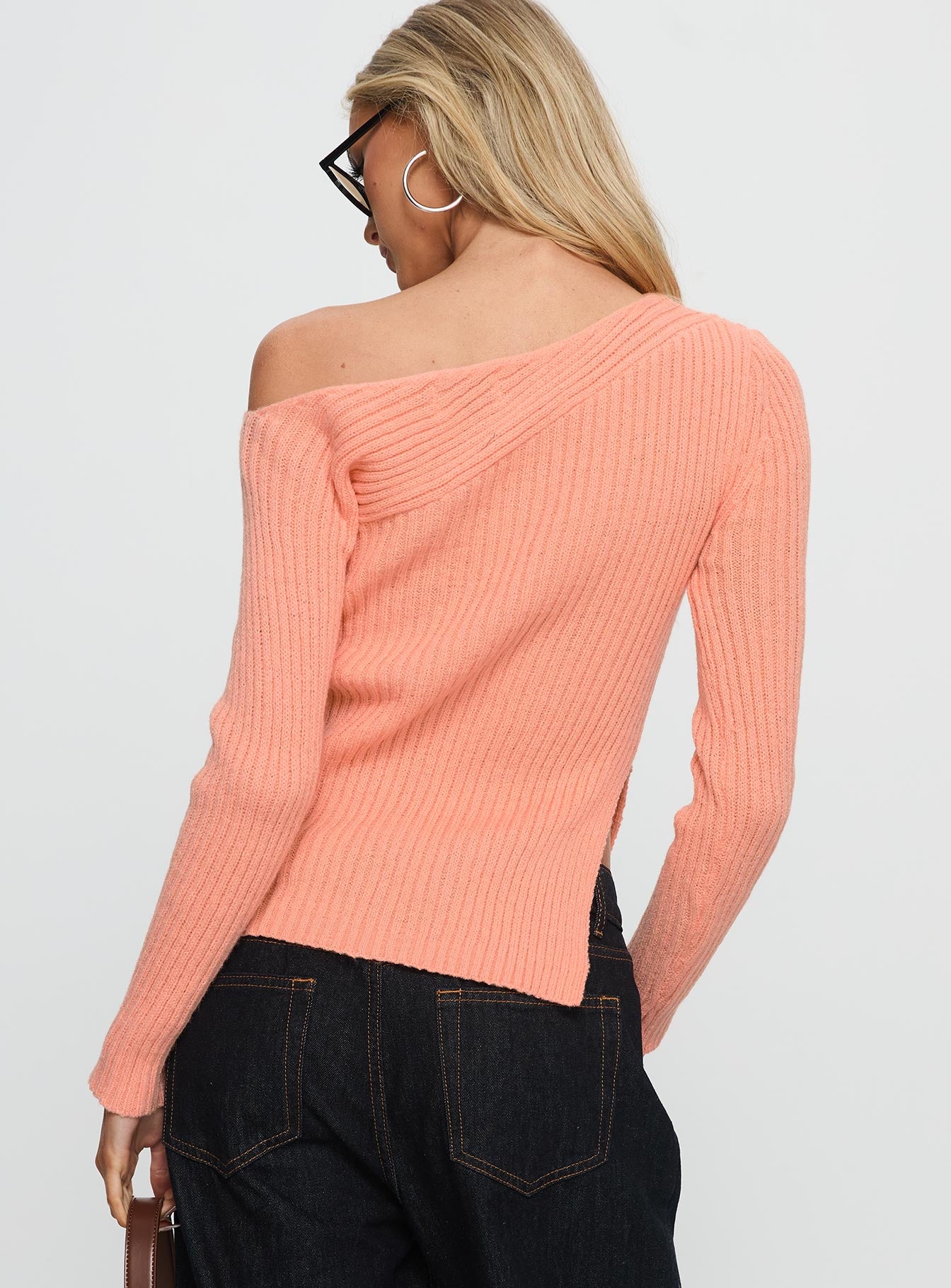 Exquisite Off Shoulder Knit Sweater Orange-Vipp Girl
