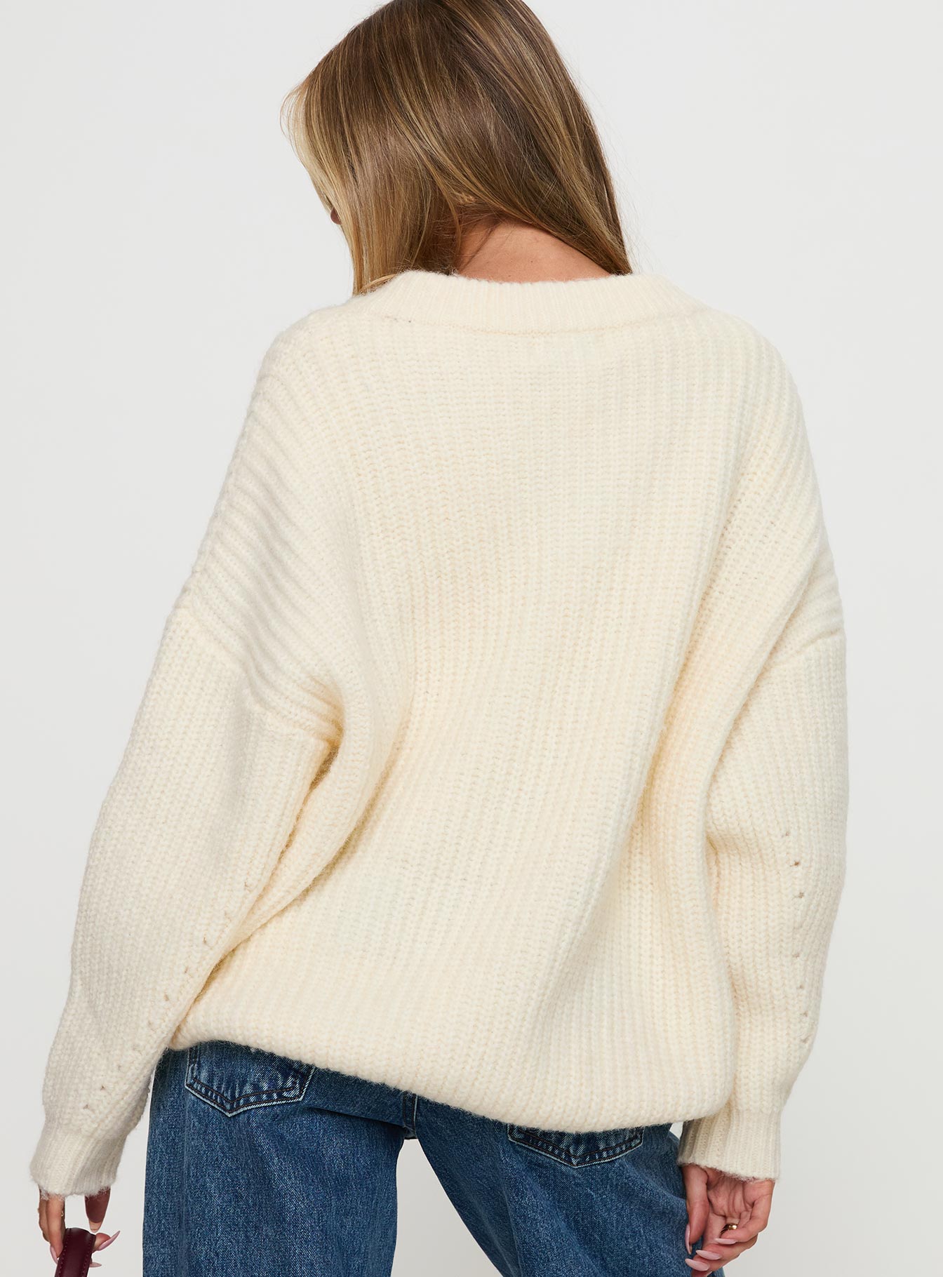 Have It All V Neck Knit Sweater Cream-Vipp Girl