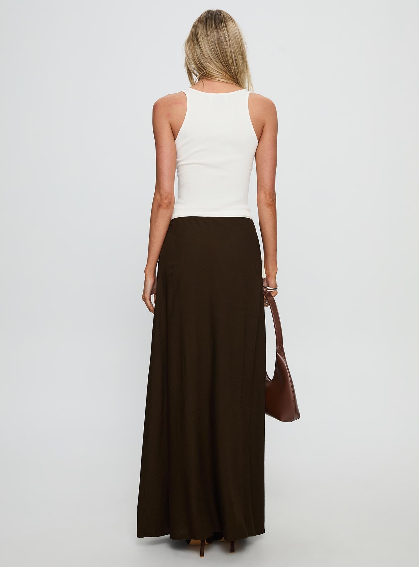Keirah Contrast Wrap Maxi Skirt Chocolate / White-Vipp Girl