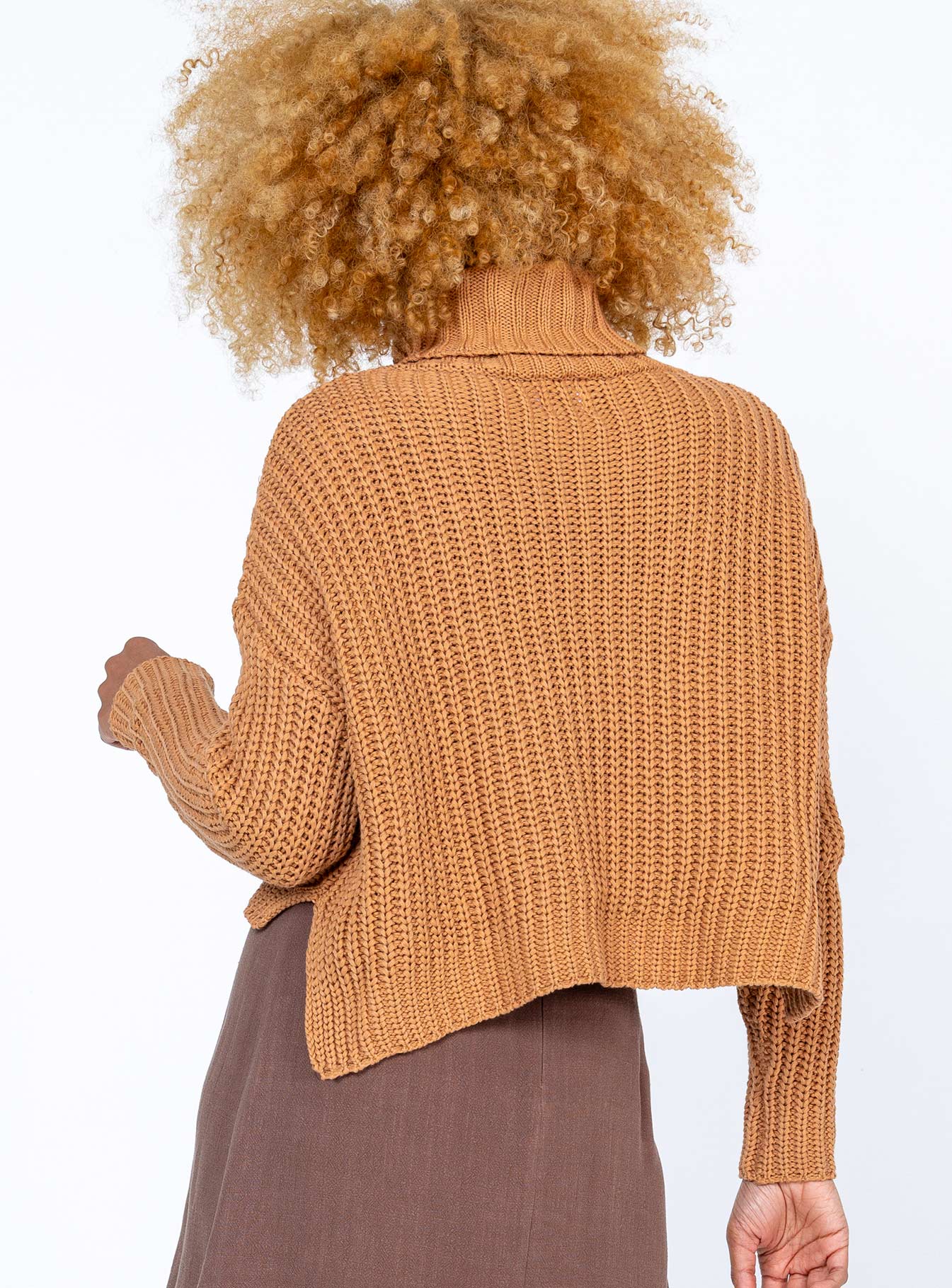 Organic Cotton Albie Turtleneck Sweater Tan-Vipp Girl