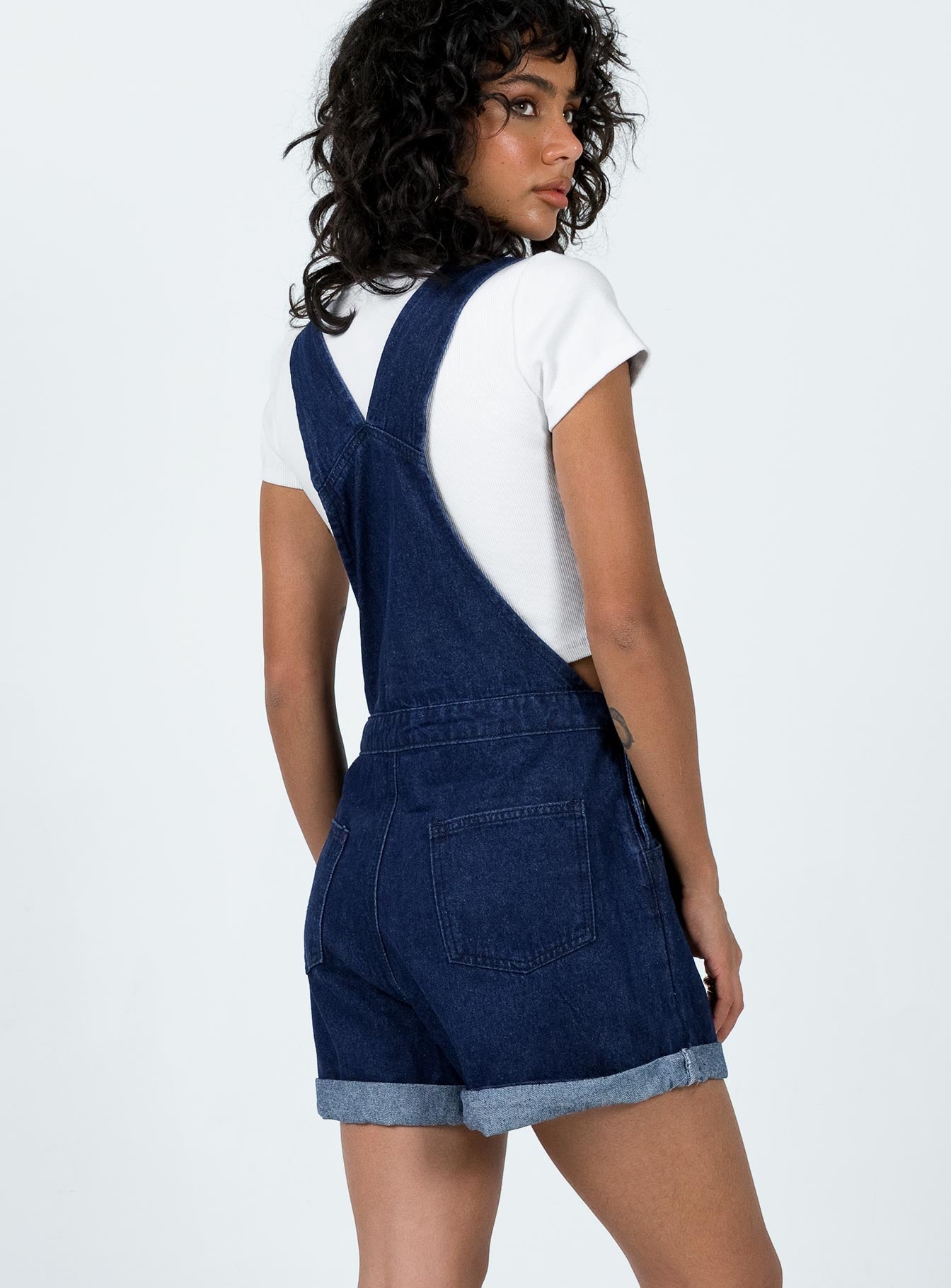 Kacey Short Overalls Dark Wash Denim-Vipp Girl