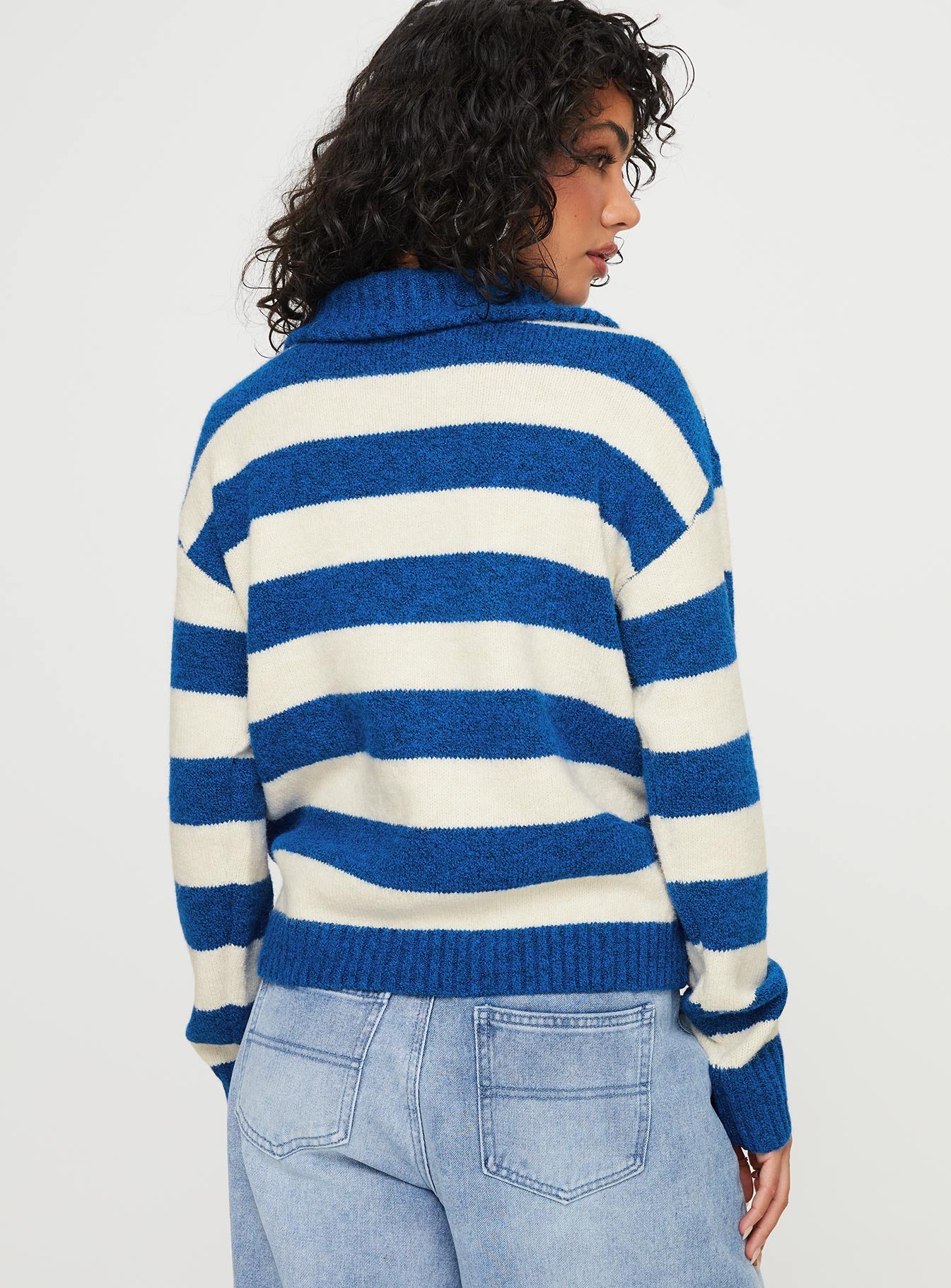 Neena Quarter Zip Sweater Blue / Cream-Vipp Girl