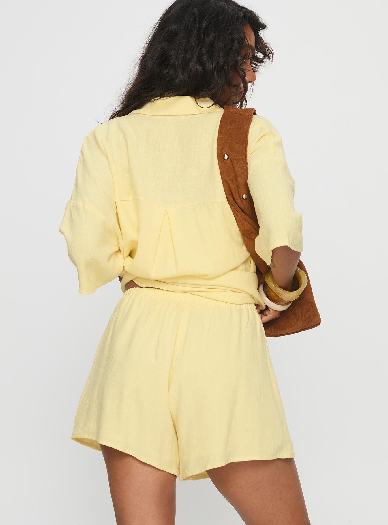 Peni Drawstring Linen Shorts Yellow-Vipp Girl