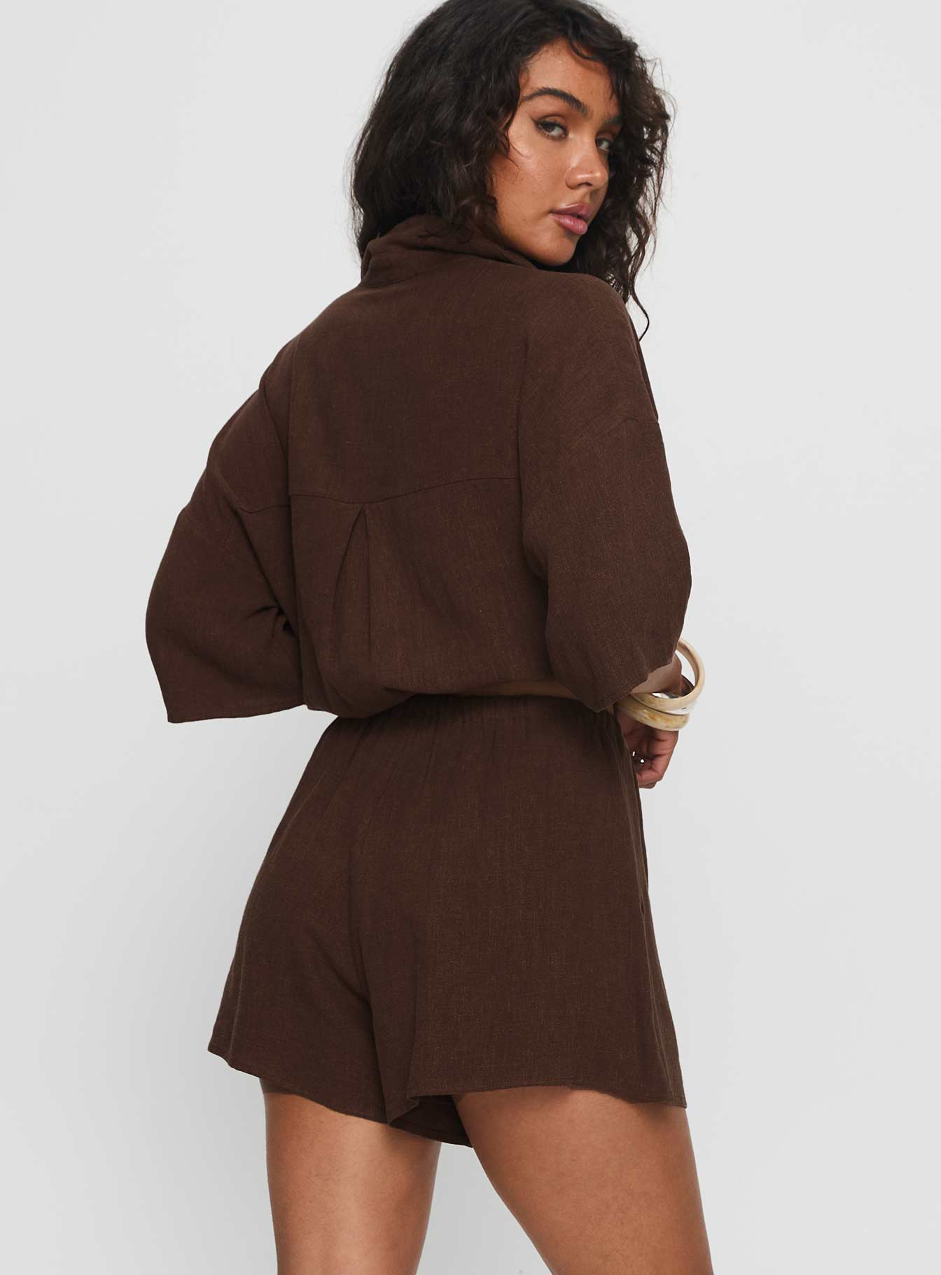 Peni Drawstring Linen Shorts Chocolate-Vipp Girl