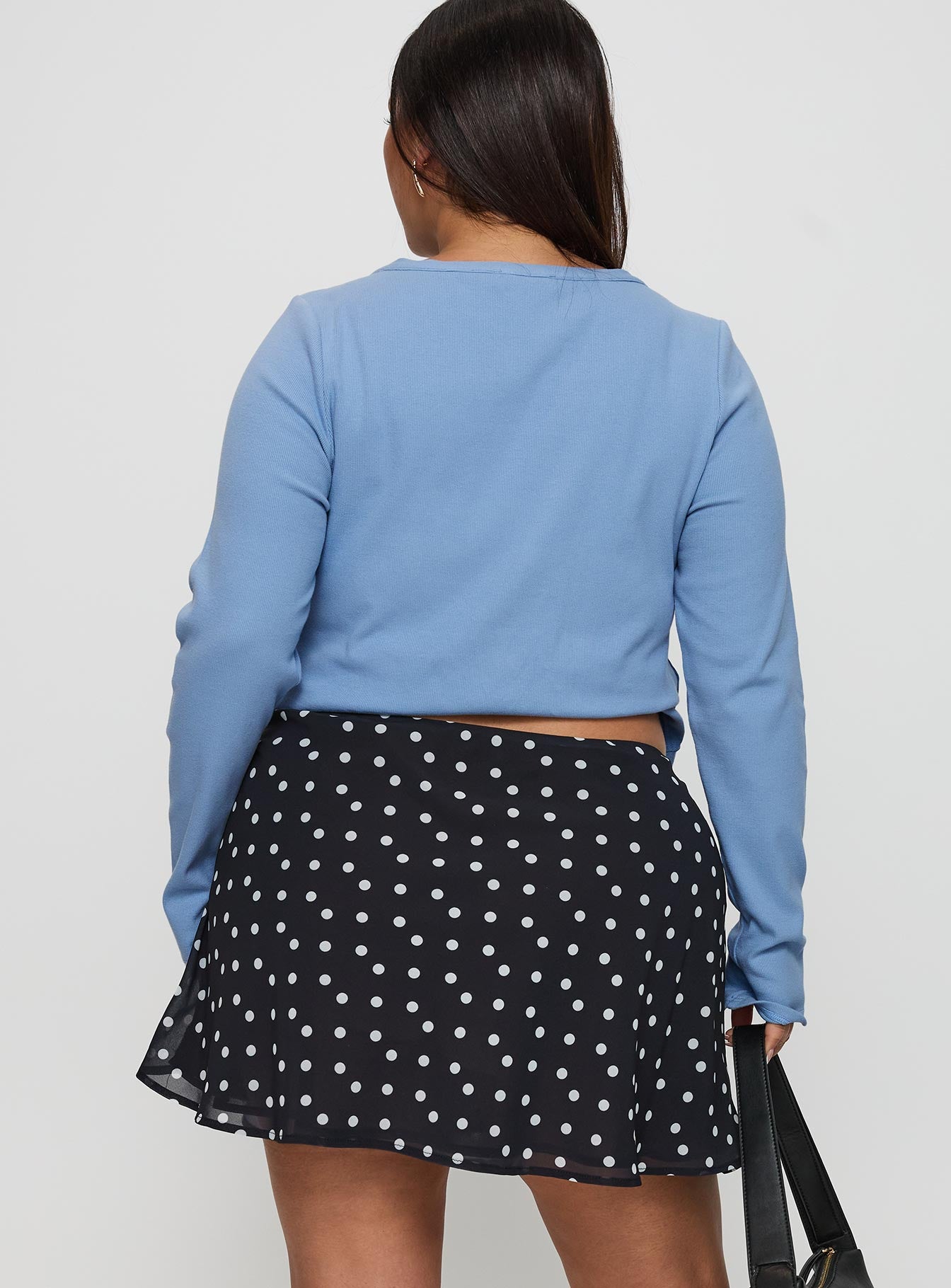 Dapple Bias Mini Skirt Black Polka Dot Curve-Vipp Girl