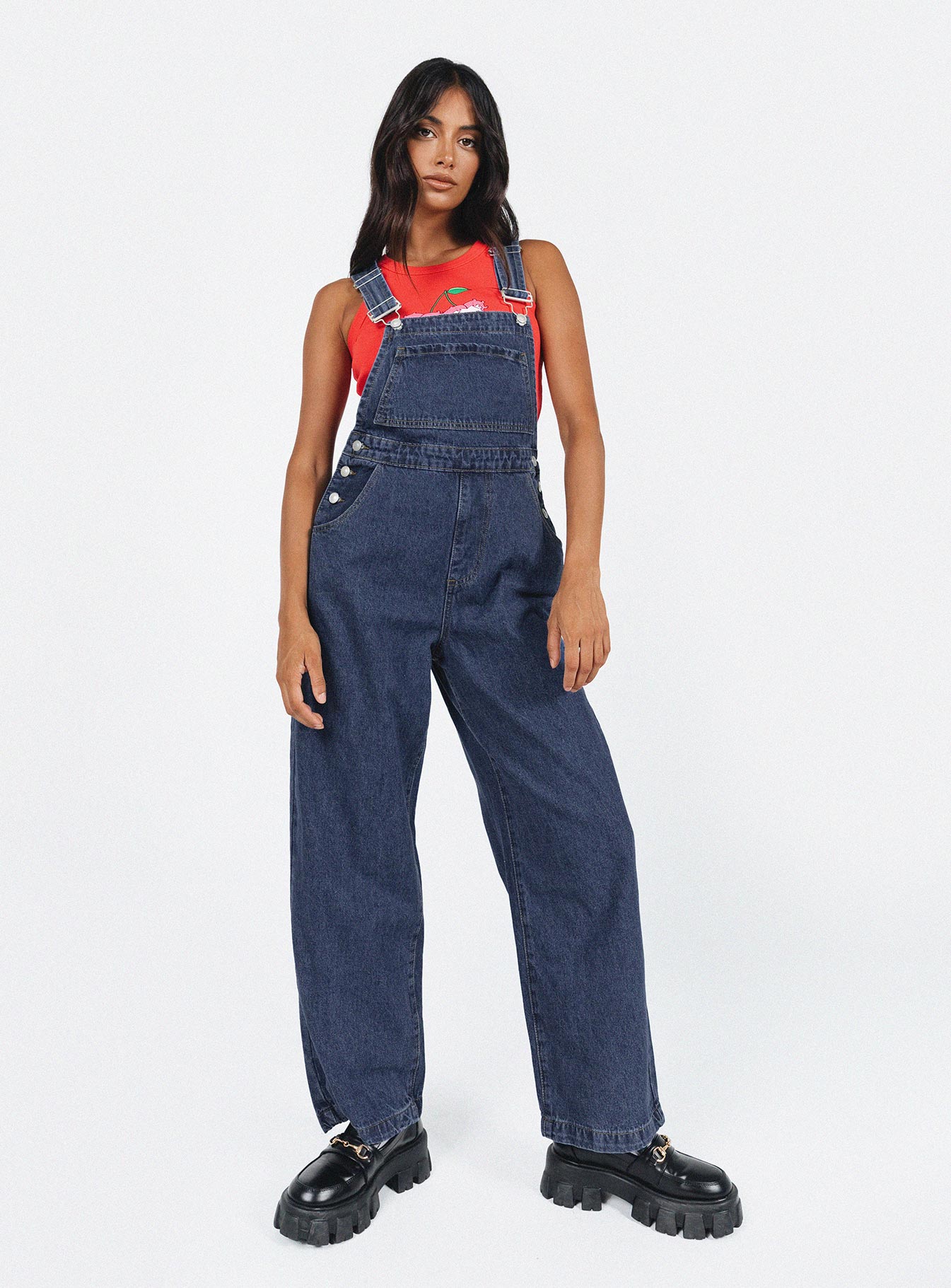 Kacey Long Overalls Mid Blue-Vipp Girl