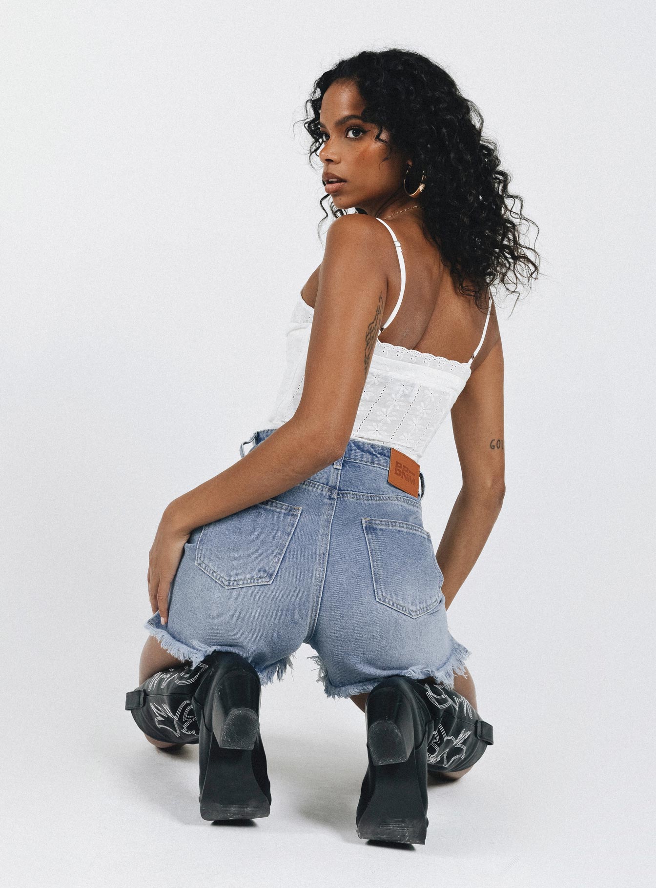 Kalynda Denim Shorts Mid Wash Blue-Vipp Girl