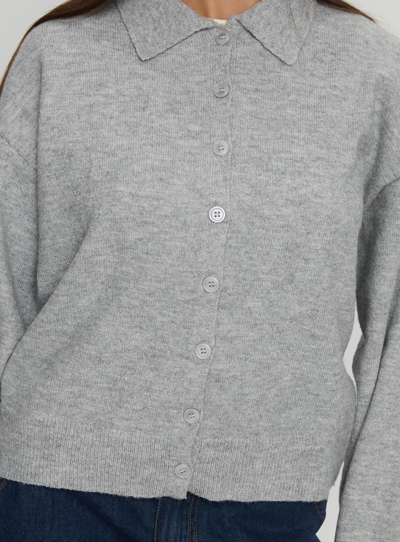 Nadyna Collared Cardigan Grey Marle-Vipp Girl