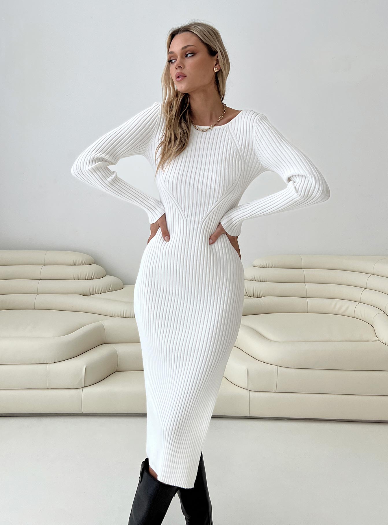 Nicky Midi Dress White-Vipp Girl