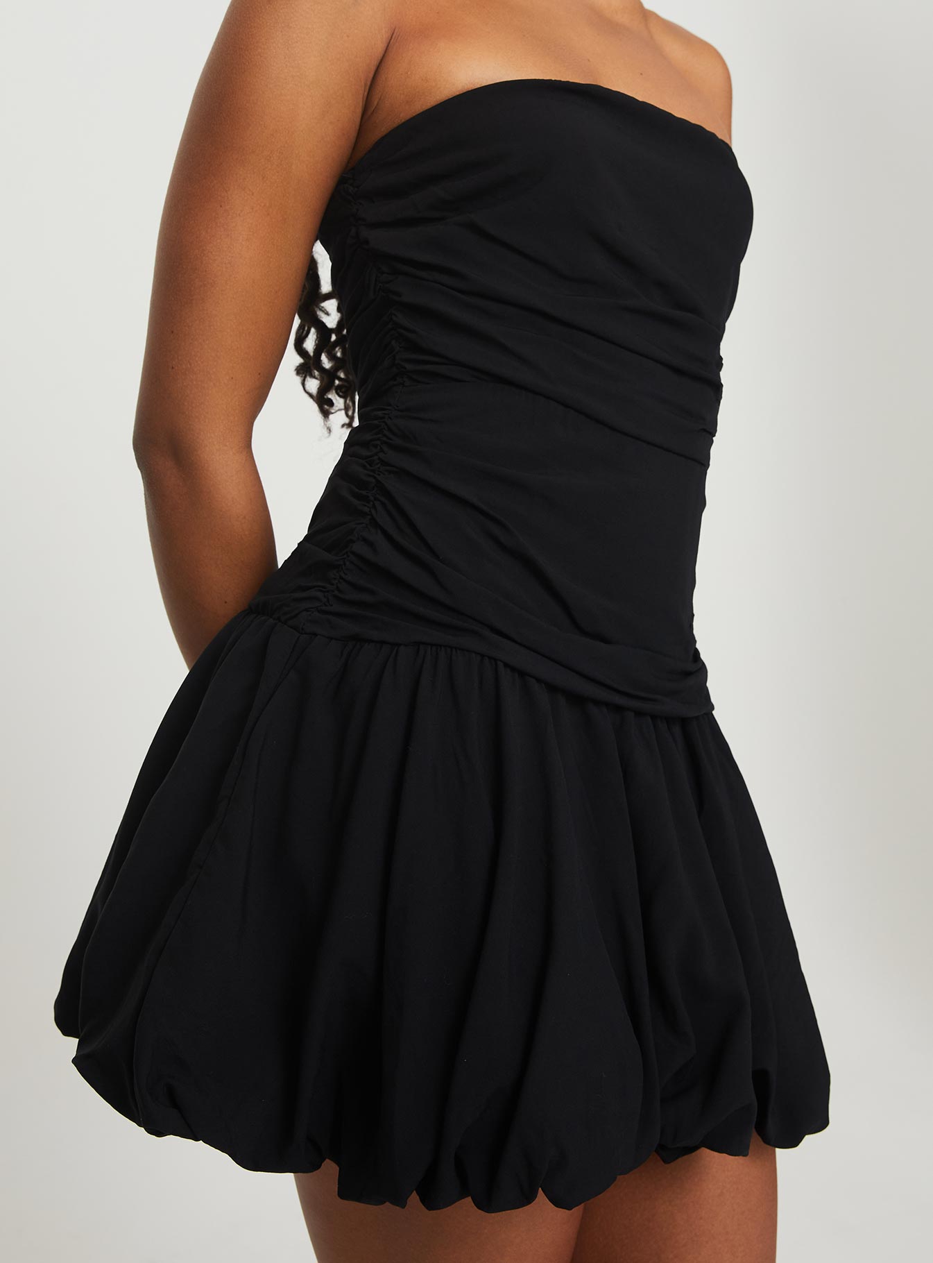 Glamour Girl Strapless Bubble Hem Mini Dress Black-Vipp Girl