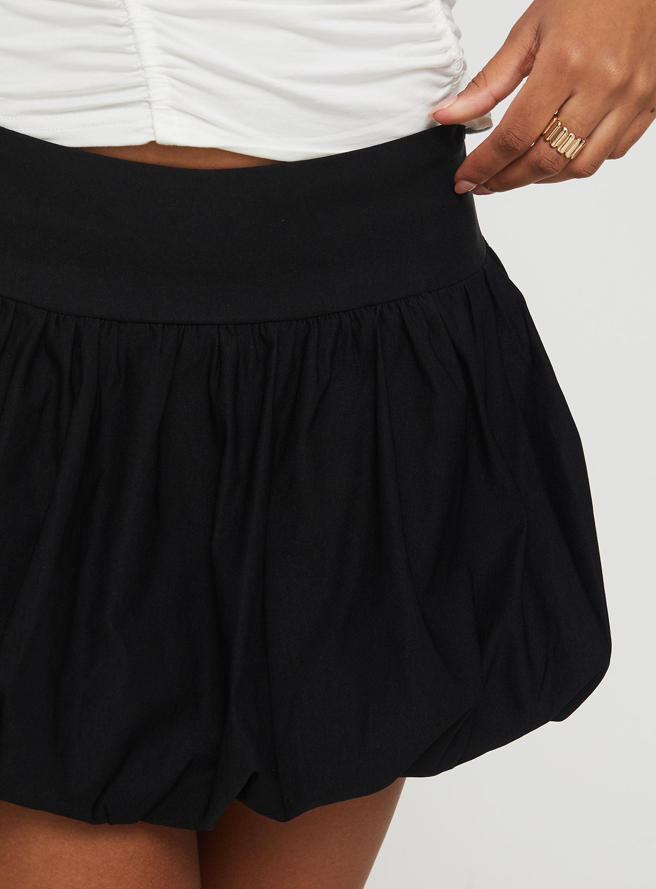 Mersale Bubble Hem Mini Skirt Black-Vipp Girl