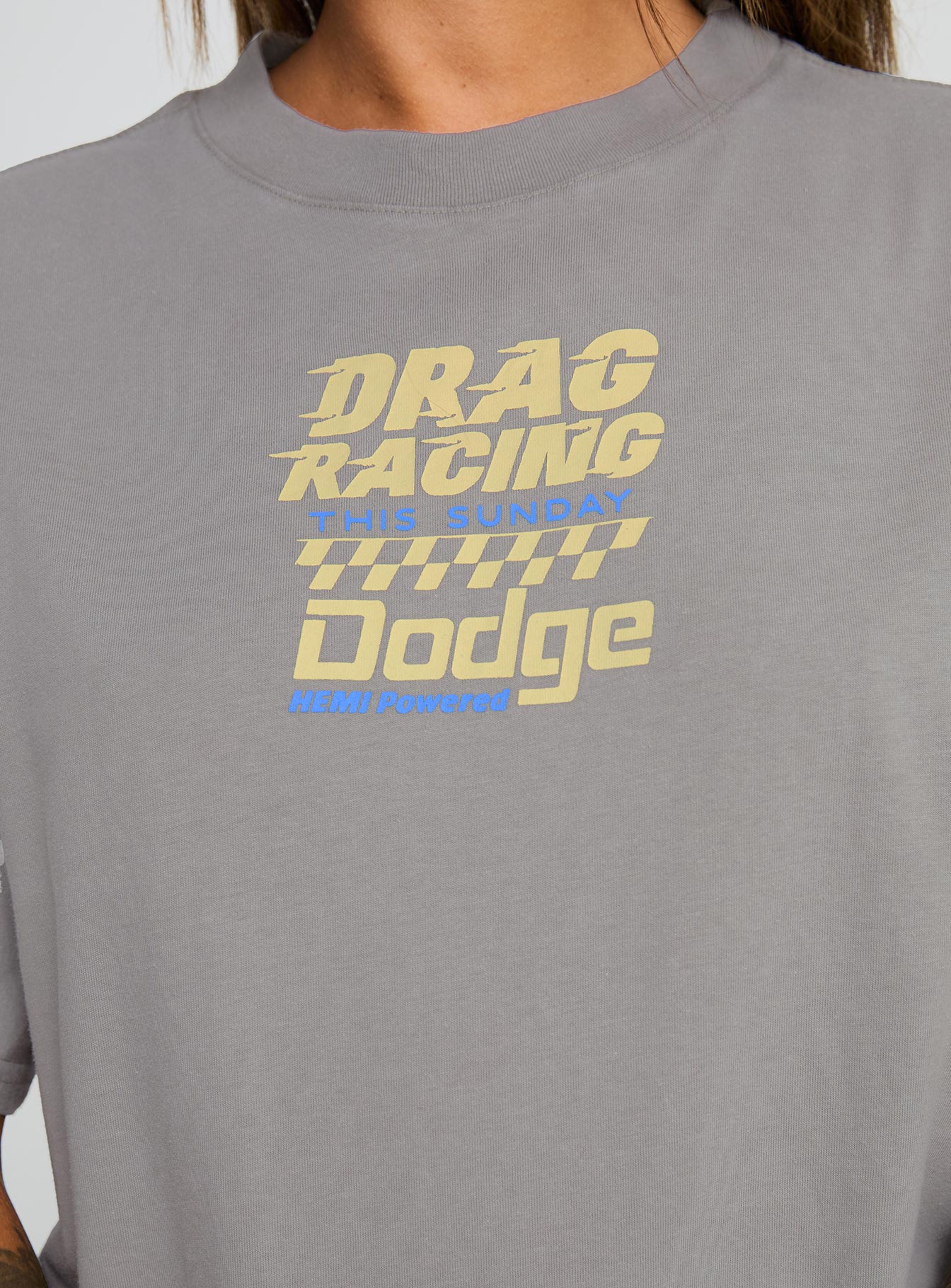 Dodge Racer Oversized Graphic Tee Grey-Vipp Girl