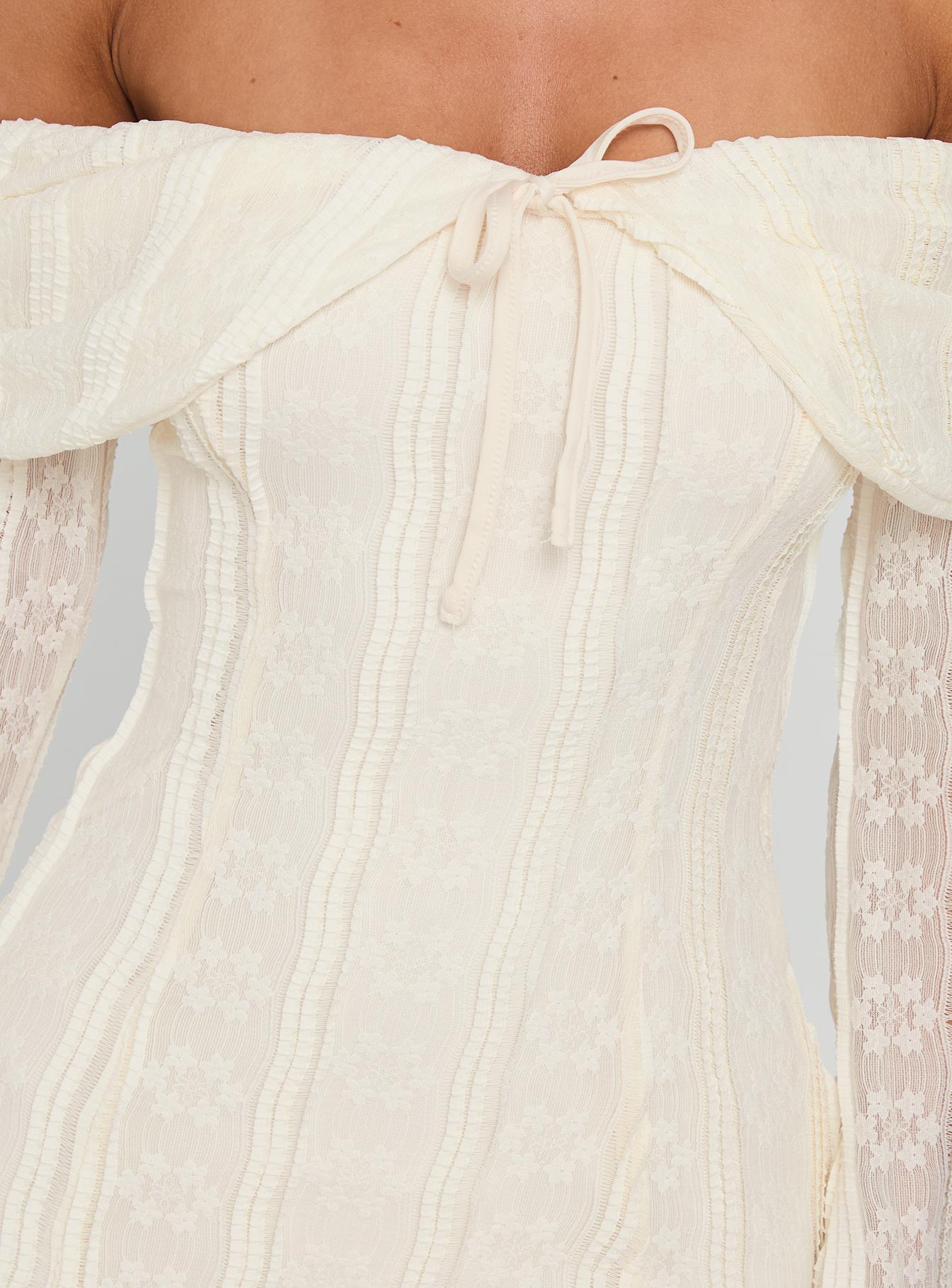 Colettie Long Sleeve Mini Dress Cream-Vipp Girl