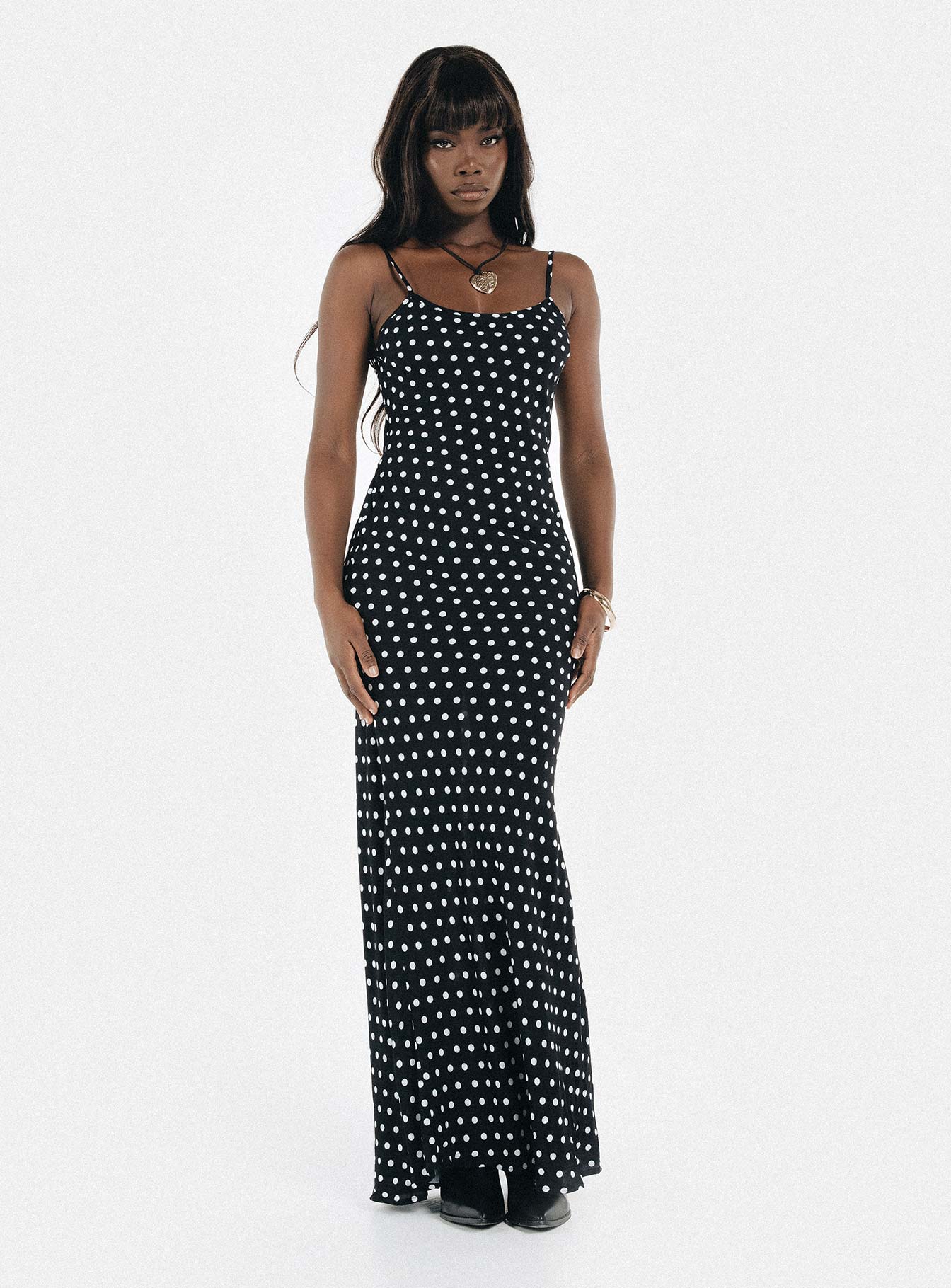 Luncheon Maxi Dress Black Polka Dot-Vipp Girl