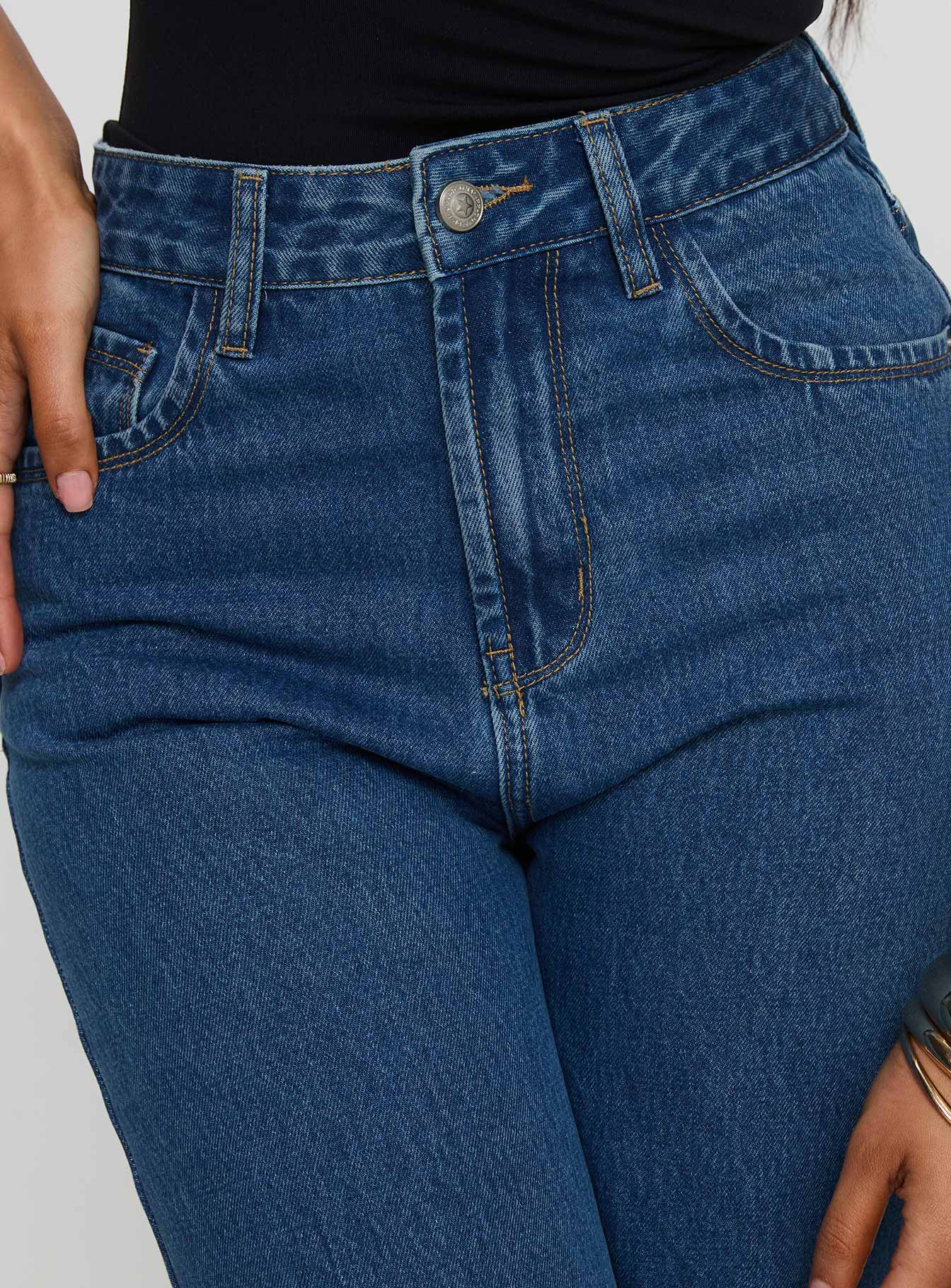 Kalinda High Rise Straight Leg Jeans Mid Blue-Vipp Girl