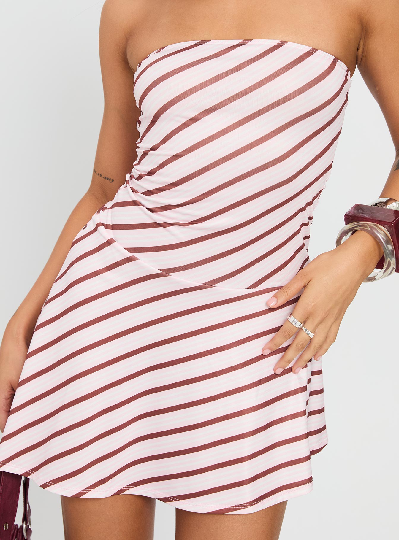 Kagari Dress Diagonal Stripe Pink-Vipp Girl