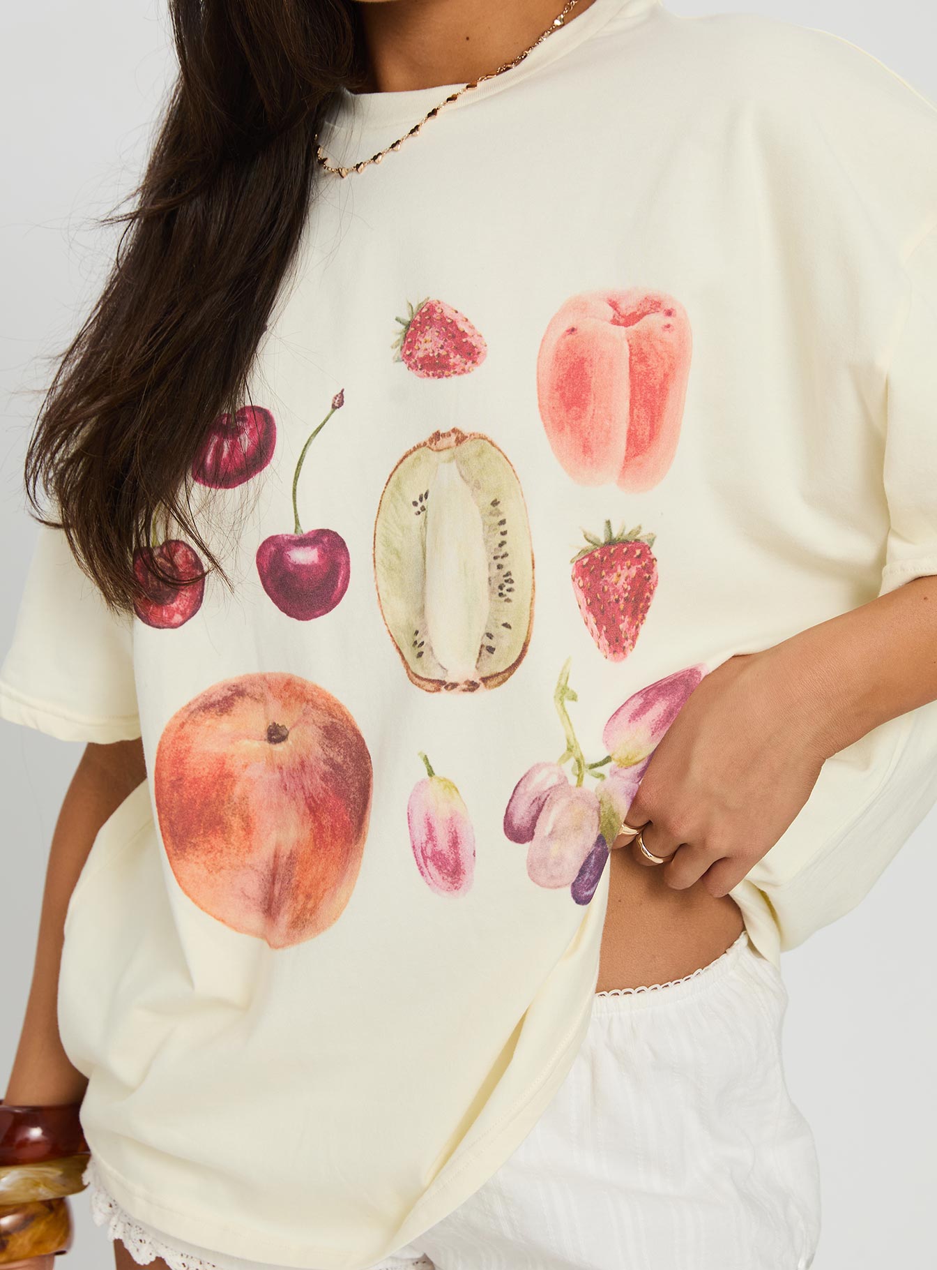 Farmer's Pick Oversized Graphic Top Cream-Vipp Girl