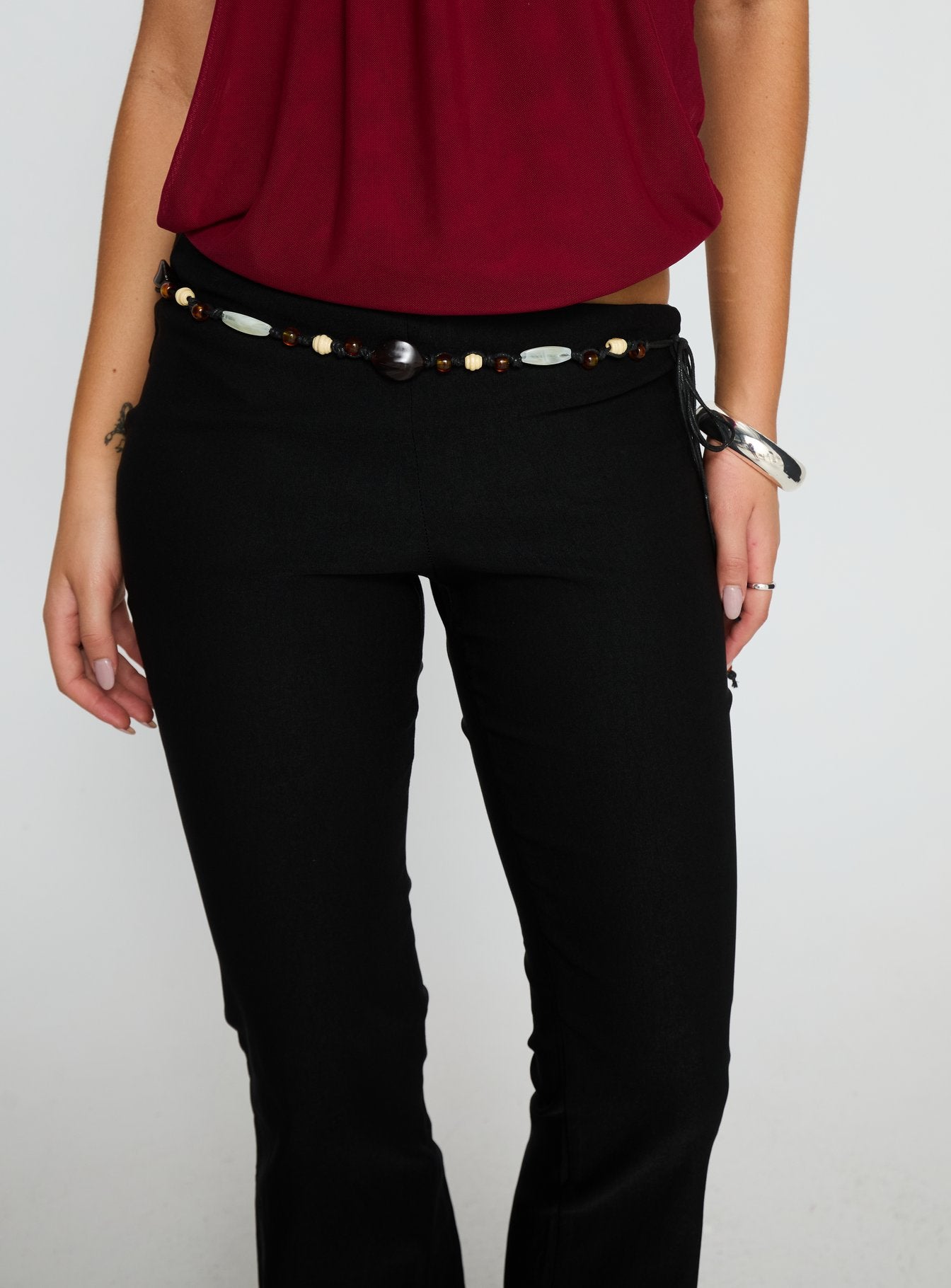 Krislynn Button Belt Pants Black-Vipp Girl