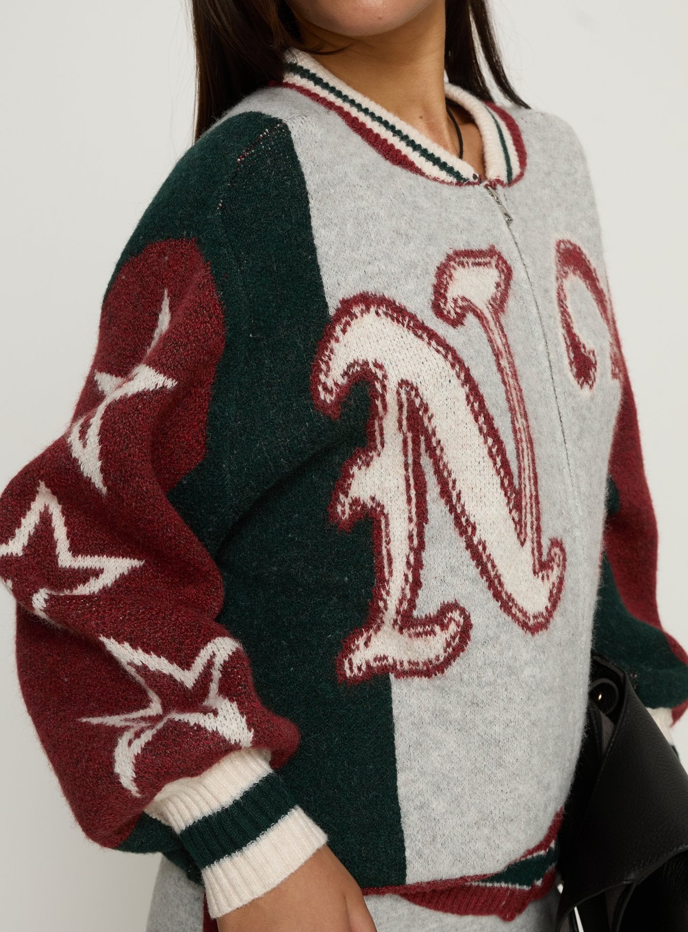 Brandyce Graphic Knit Jacket Grey / Red-Vipp Girl