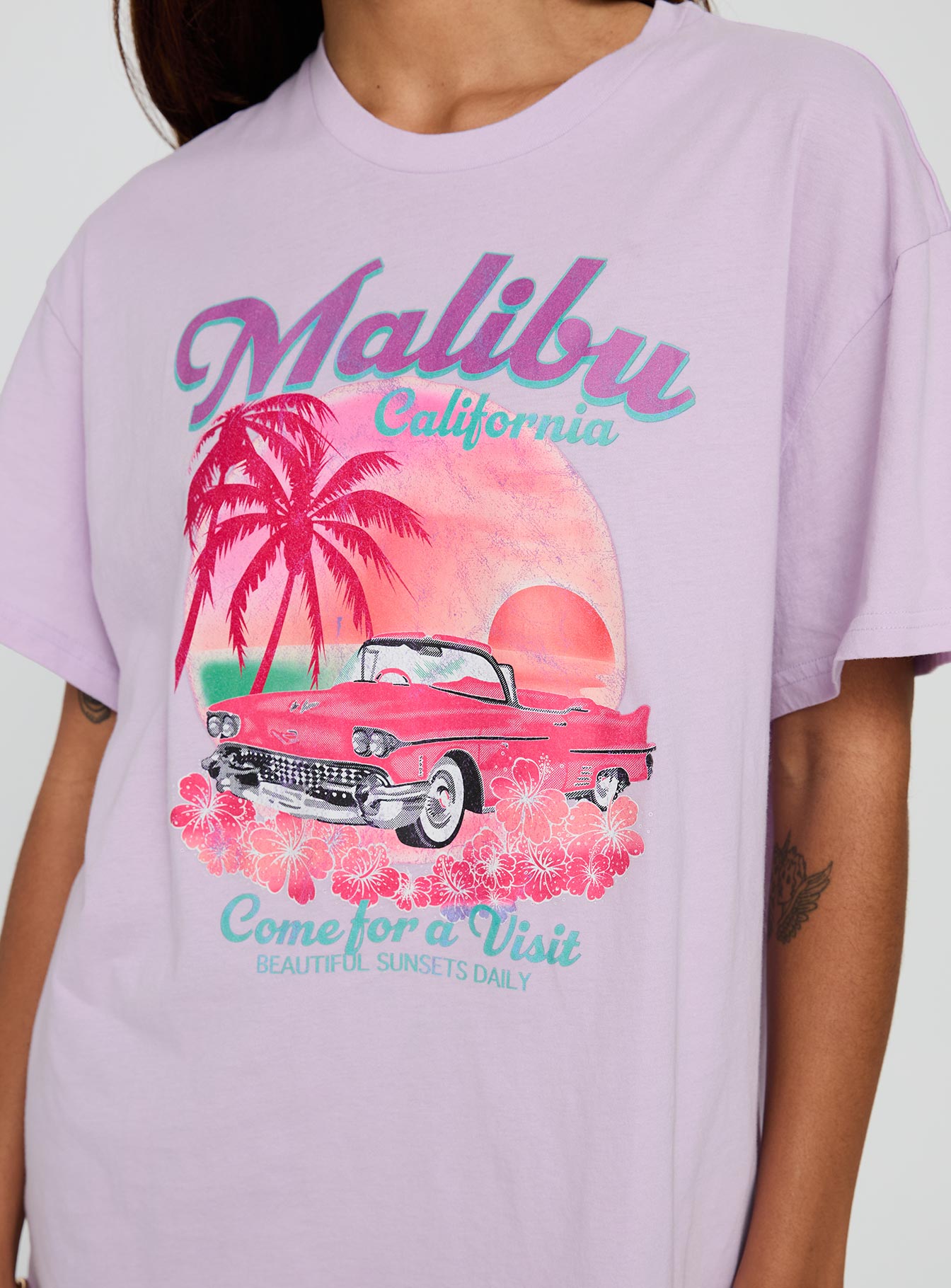 Malibu Sunset Oversized Graphic Tee Purple-Vipp Girl