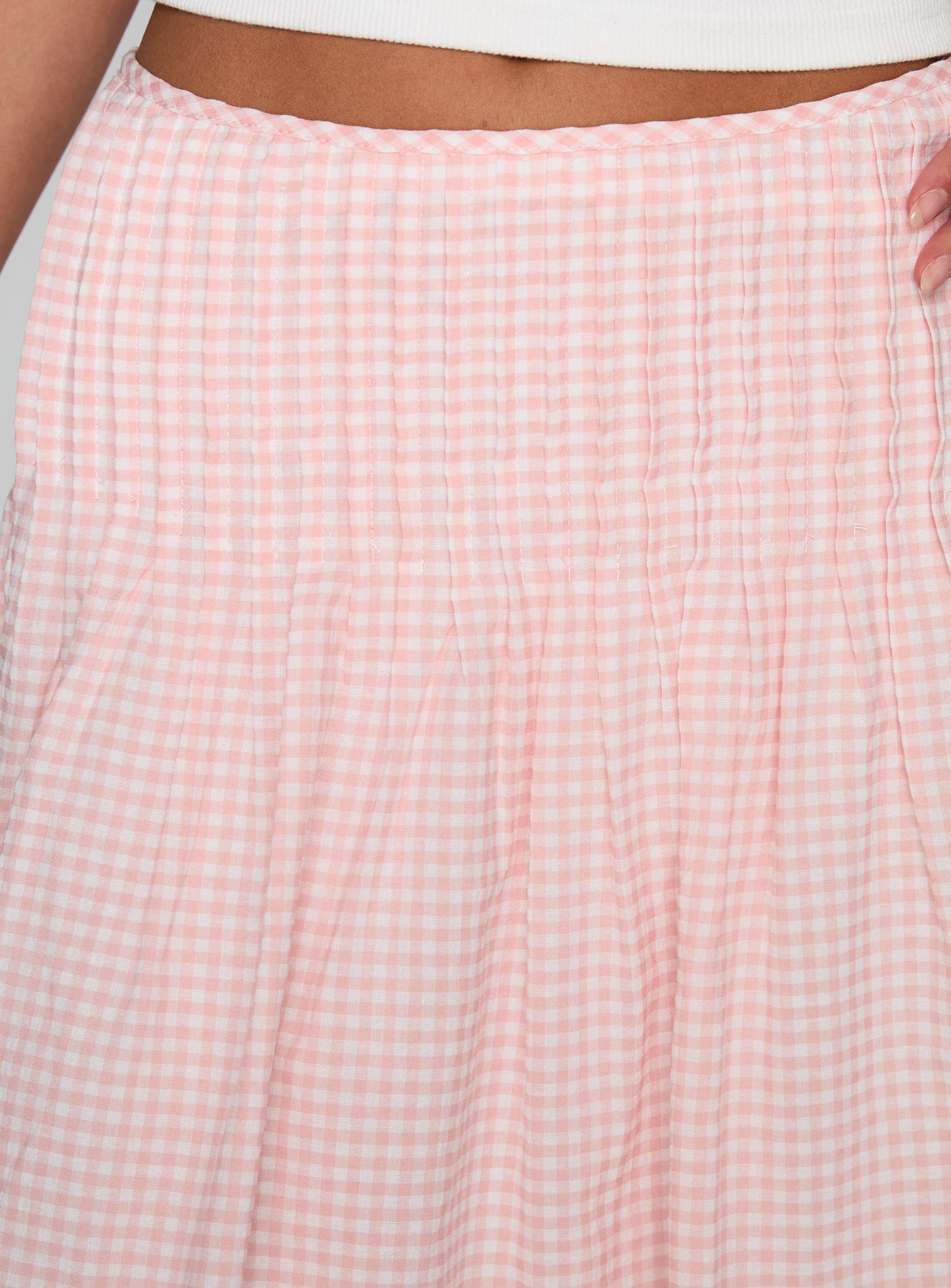 Maryanna Midi Skirt Pink Gingham-Vipp Girl