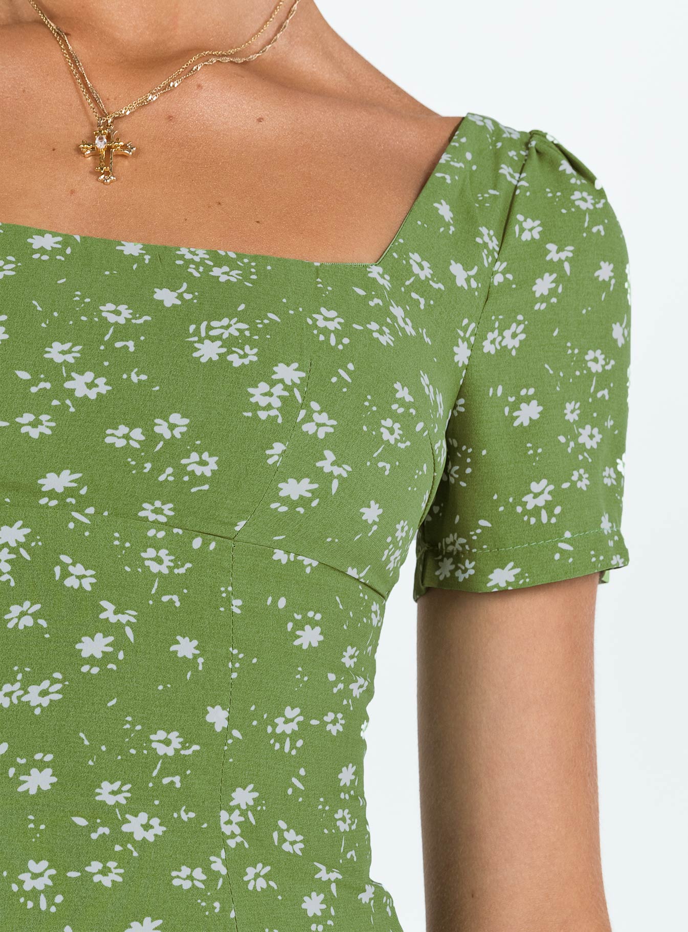 Hastings Mini Dress Olive Green Floral-Vipp Girl