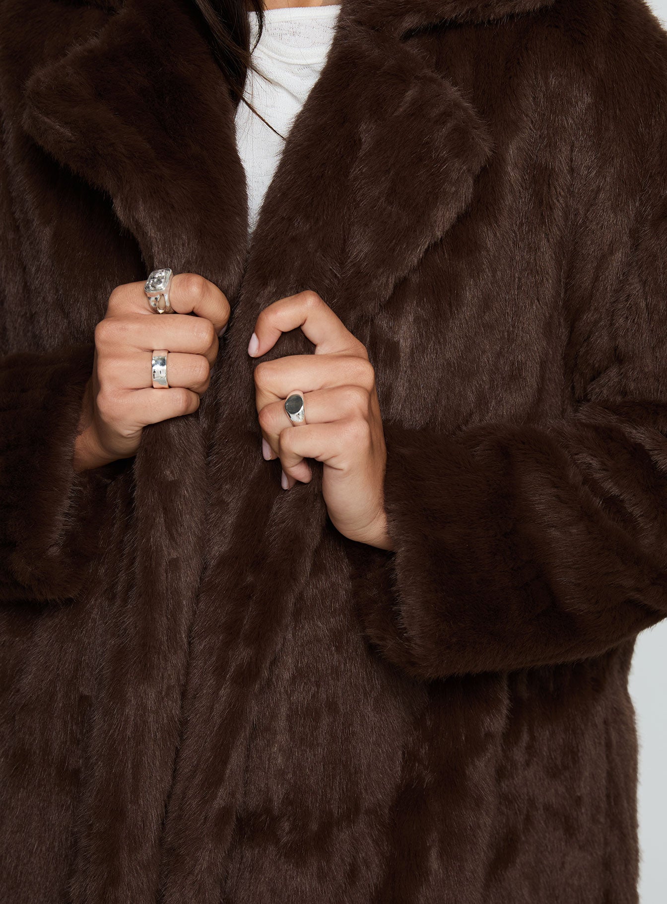 Moss Faux Fur Coat Chocolate-Vipp Girl