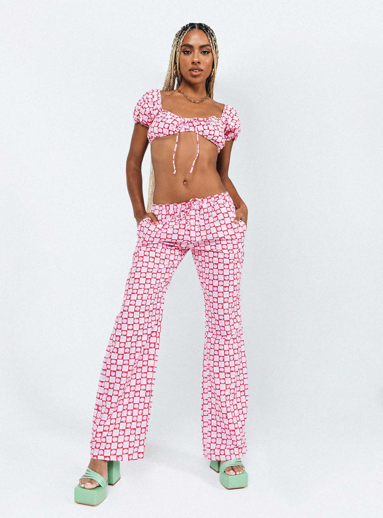 Motel Raya Trouser Apple Check Blush Red-Vipp Girl
