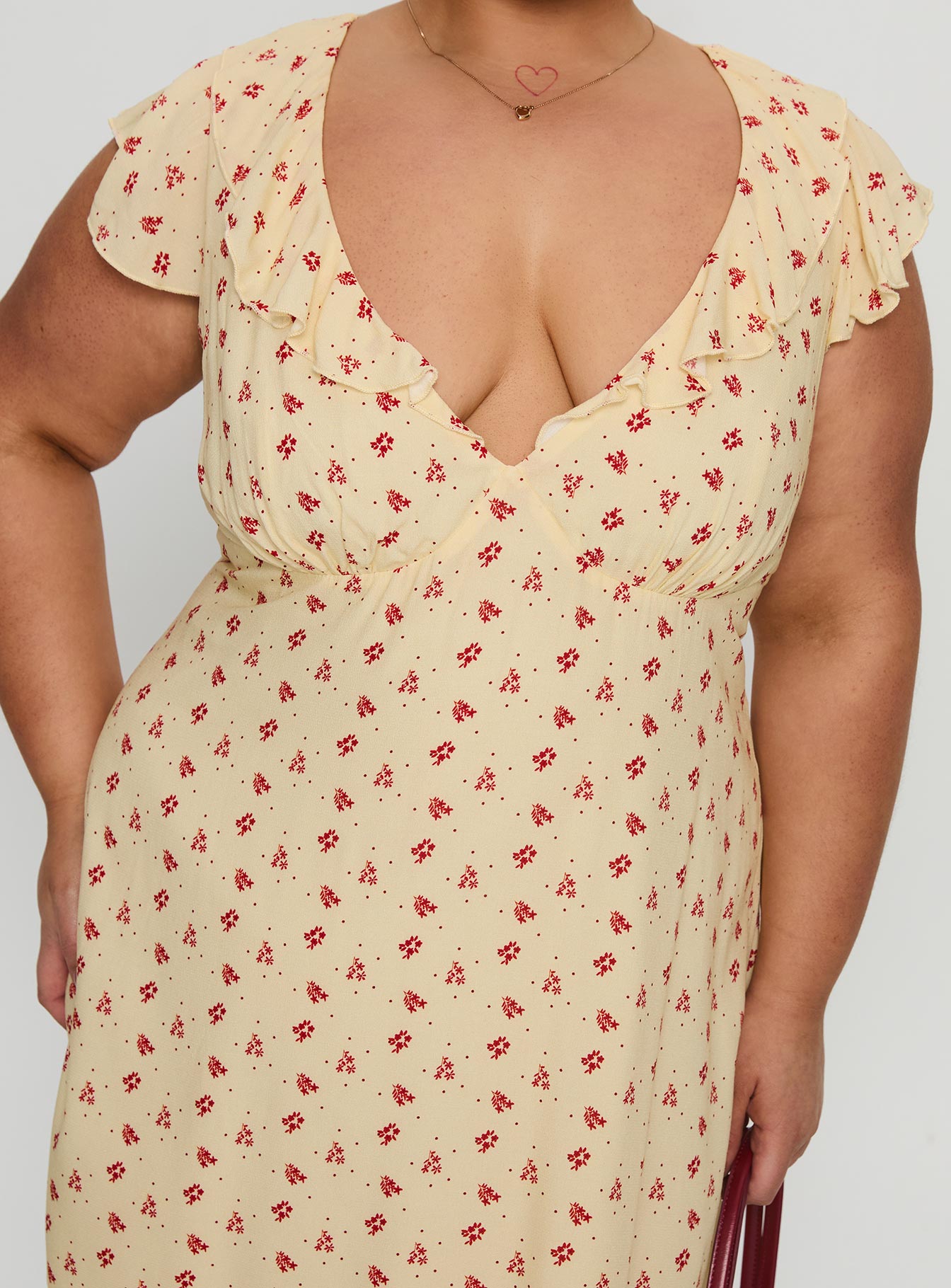 Just Me And You Frill Mini Dress Yellow Floral Curve-Vipp Girl