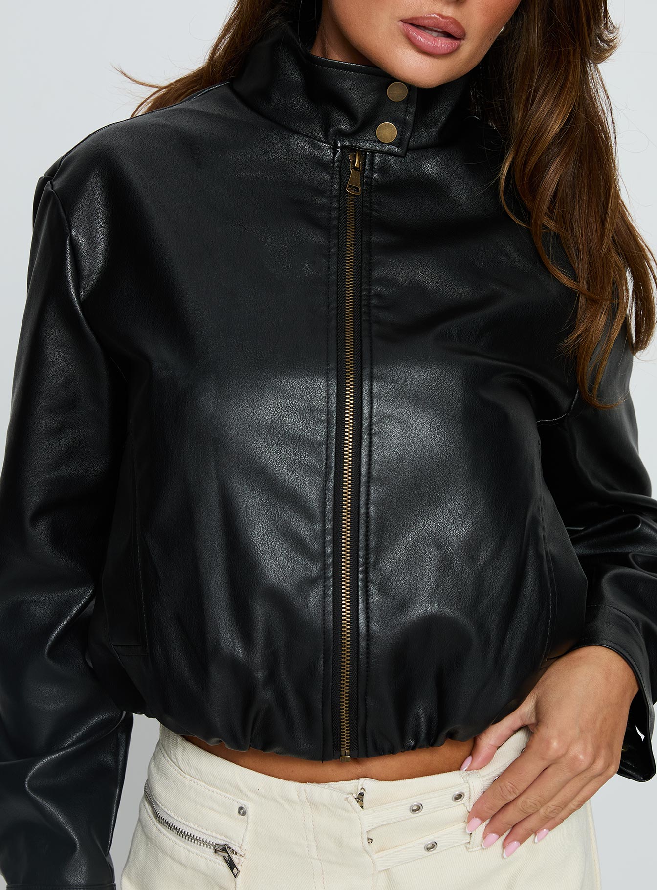 Monay Faux Leather Jacket Black-Vipp Girl