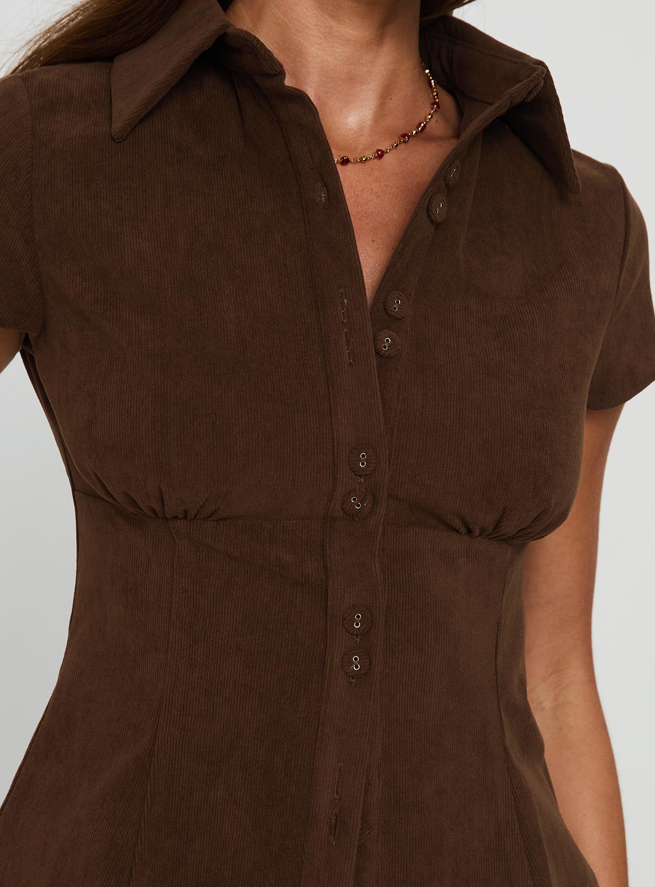 Cottesloe Cord Blouse Top Chocolate-Vipp Girl