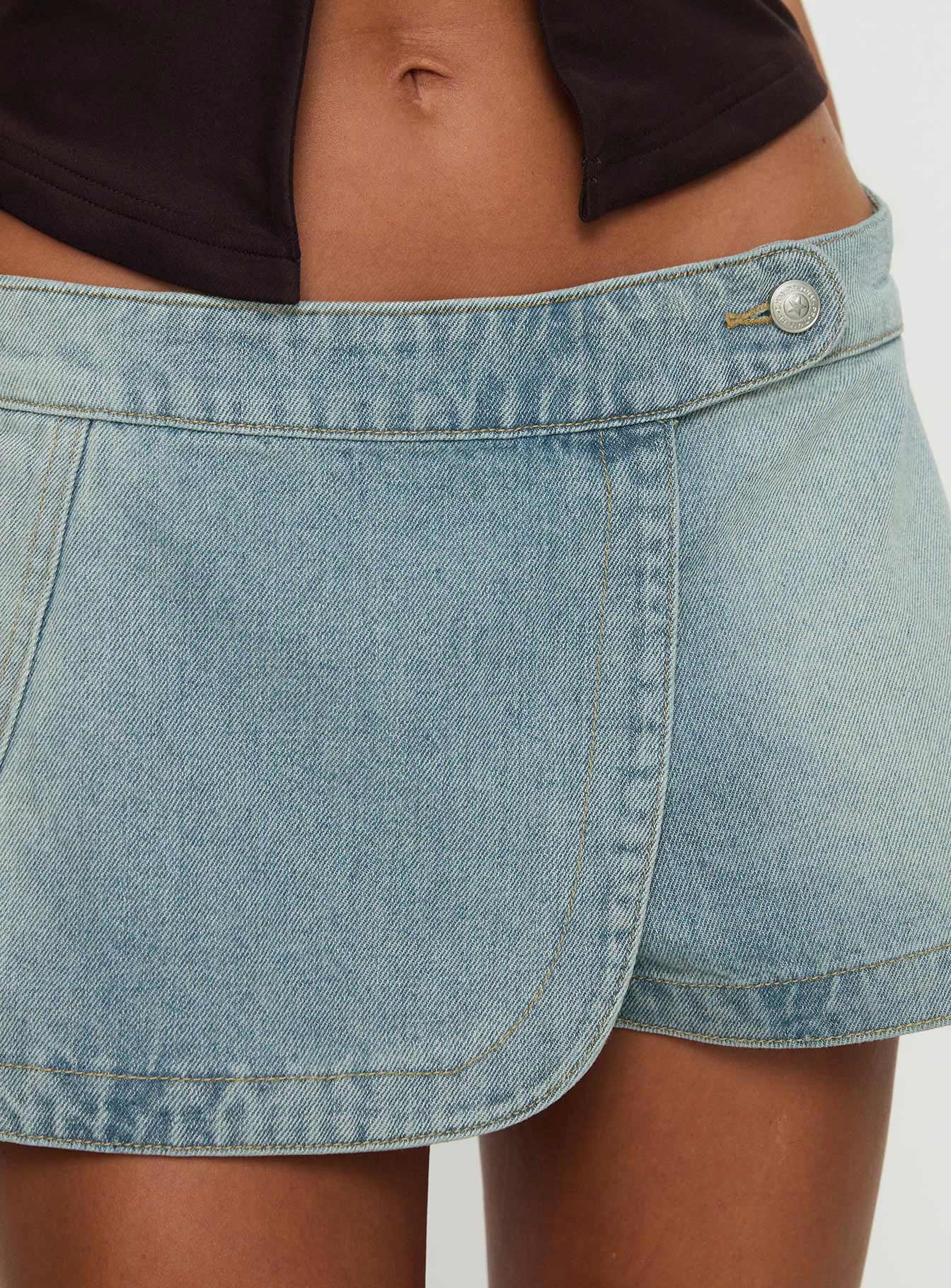 Down For The Ride Denim Skort Light Wash Tall-Vipp Girl